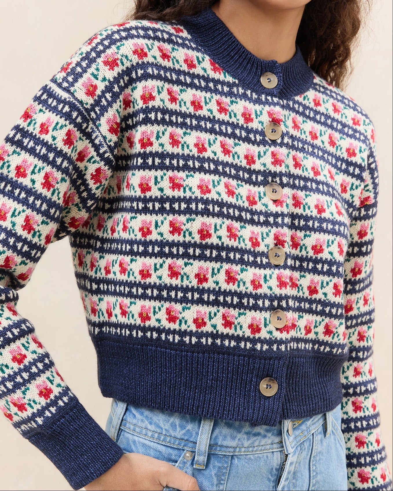 Idris Intarsia Cardigan | Blue - Image 2