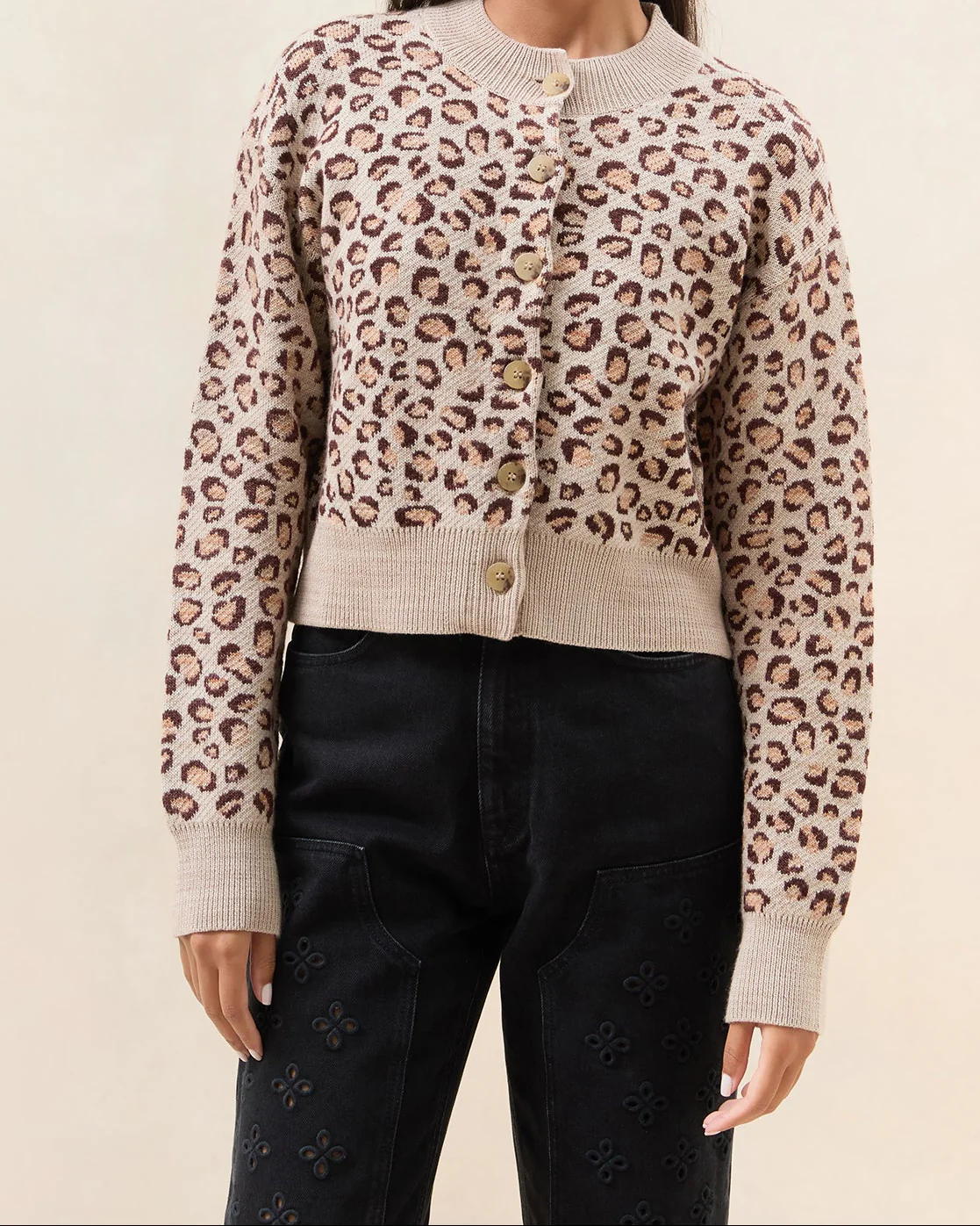 Idris Intarsia Cardigan | Leopard