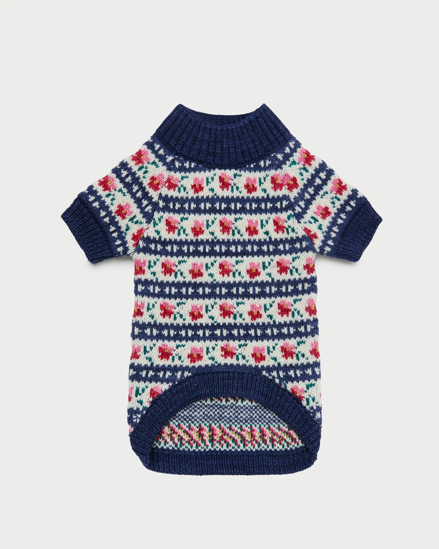 Intarsia Dog Sweater | Blue Jean Floral Intarsia