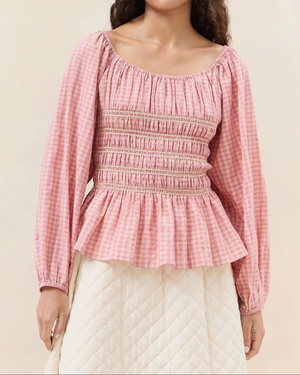 Julietta Gathered Top | Pink/Yellow