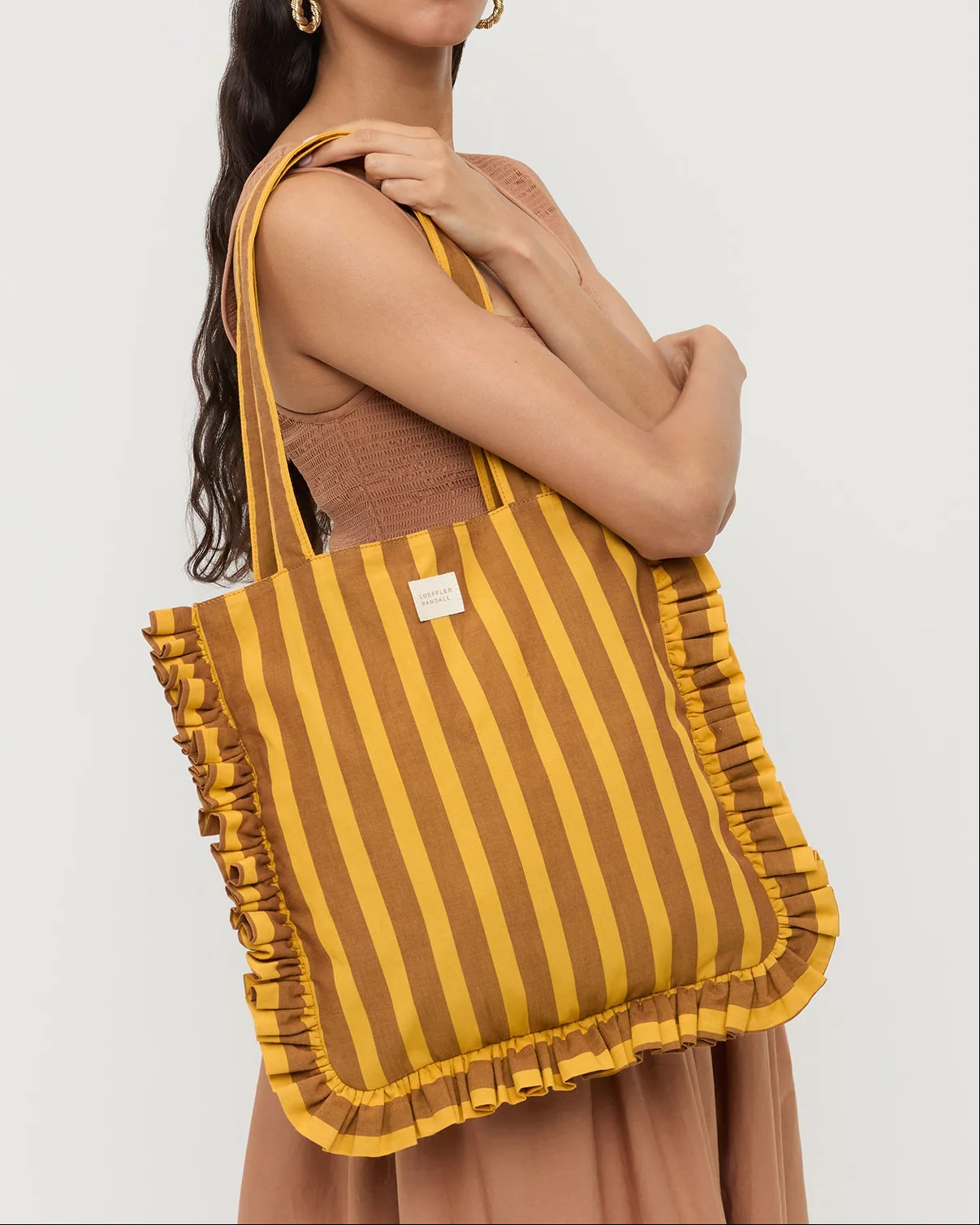 Justine Tote Bag | Brown/Yellow Stripe - Image 5