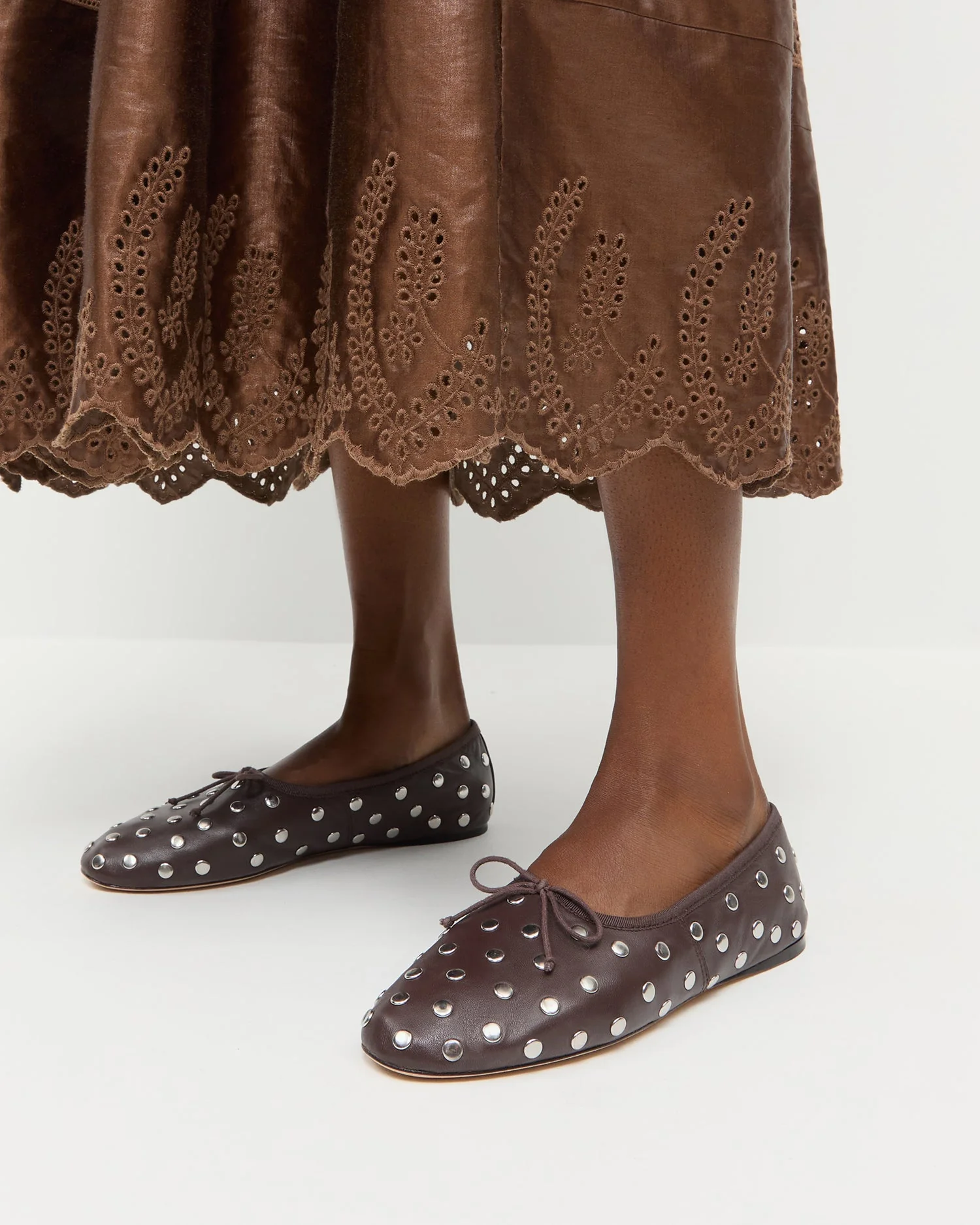 Landon Leather Ballet Flat | Espresso/Silver - Image 2