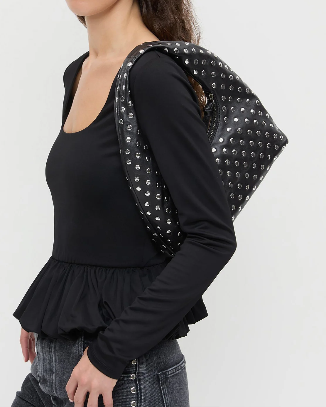Leather Shoulder Bag | Mercer Black/Silver - Image 5