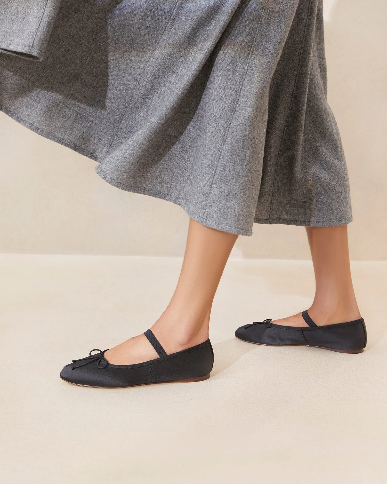 Leonie Ballet Flat | Black Satin - Image 2