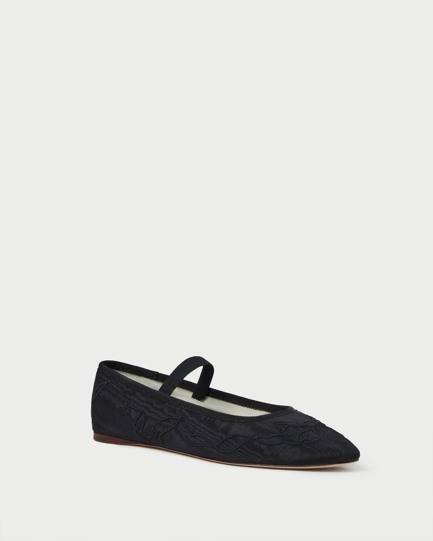Leonie Embroidered Bow Flat | Black/Black - Image 2