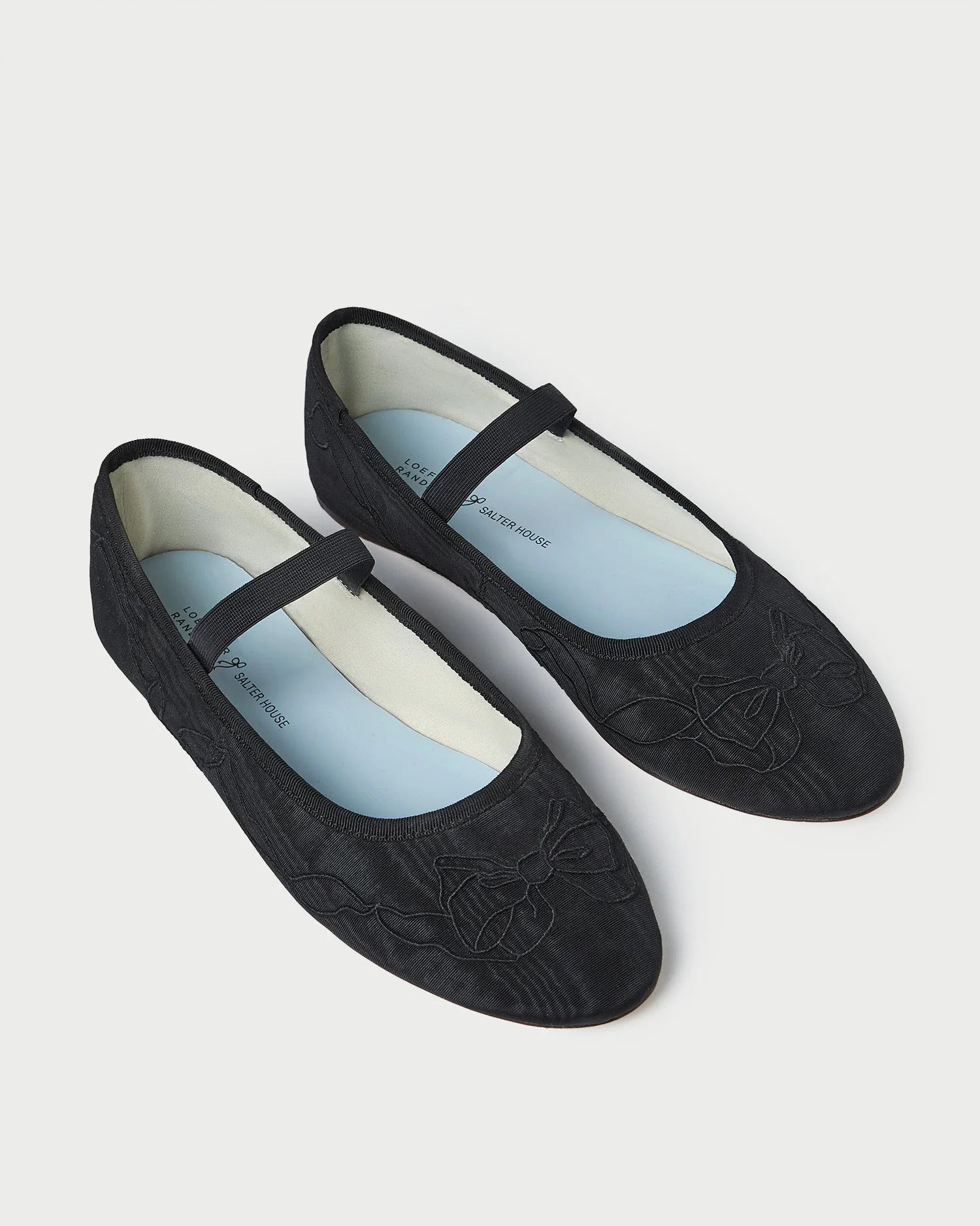 Leonie Embroidered Bow Flat | Black/Black - Image 3