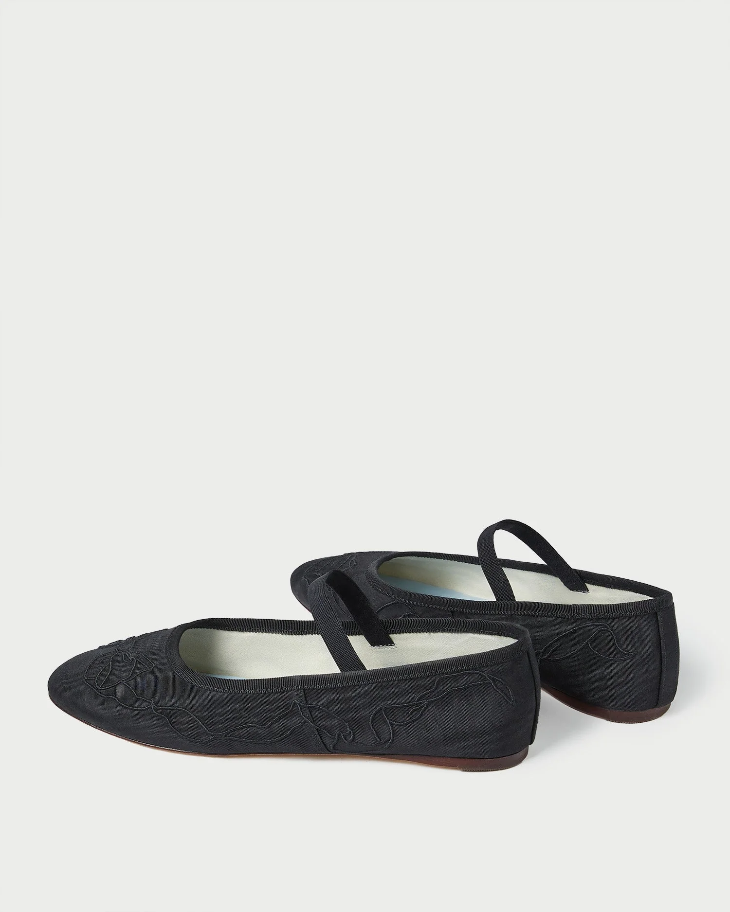 Leonie Embroidered Bow Flat | Black/Black - Image 4