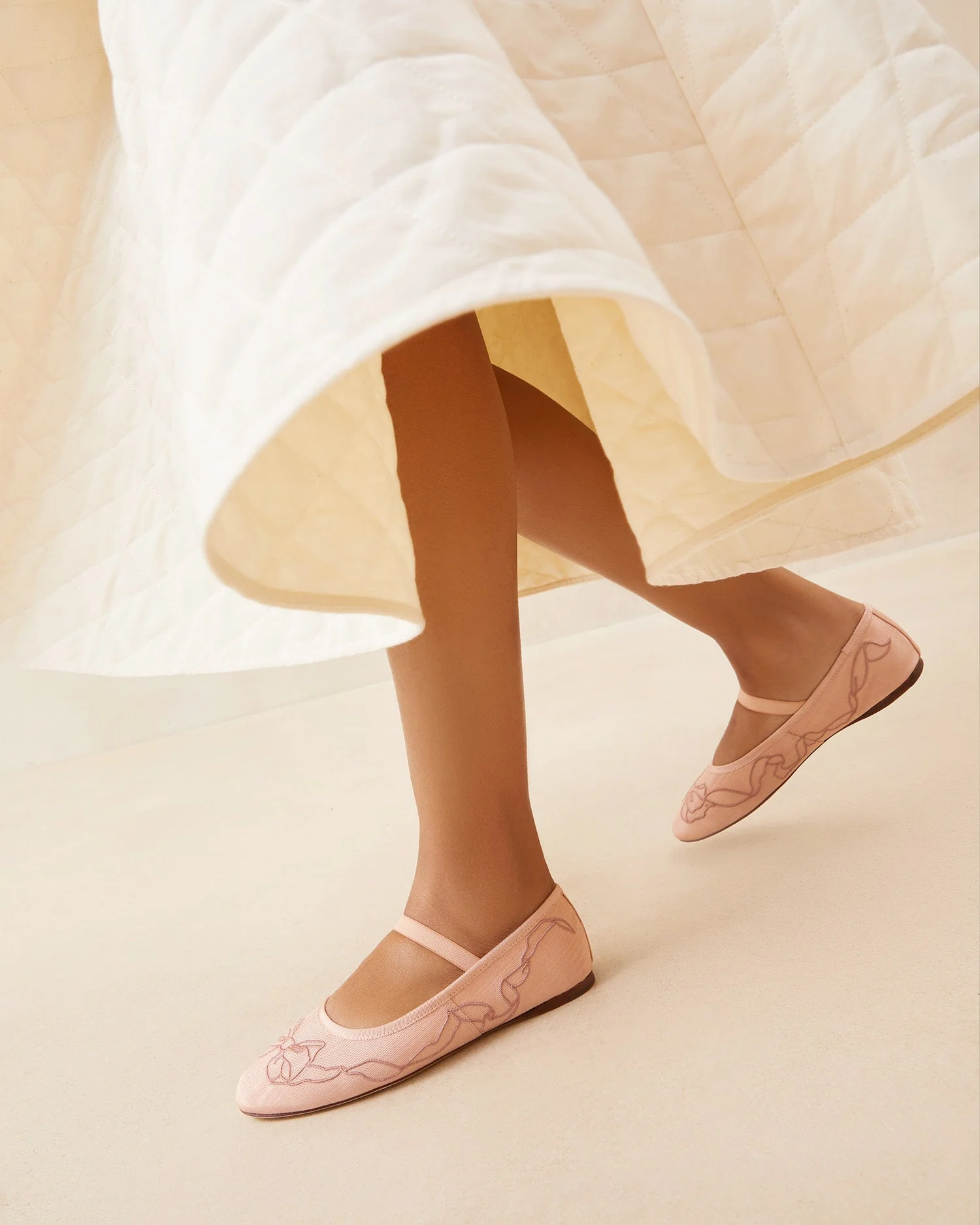 Leonie Embroidered Bow Flat | Blush/Deep Pink - Image 5