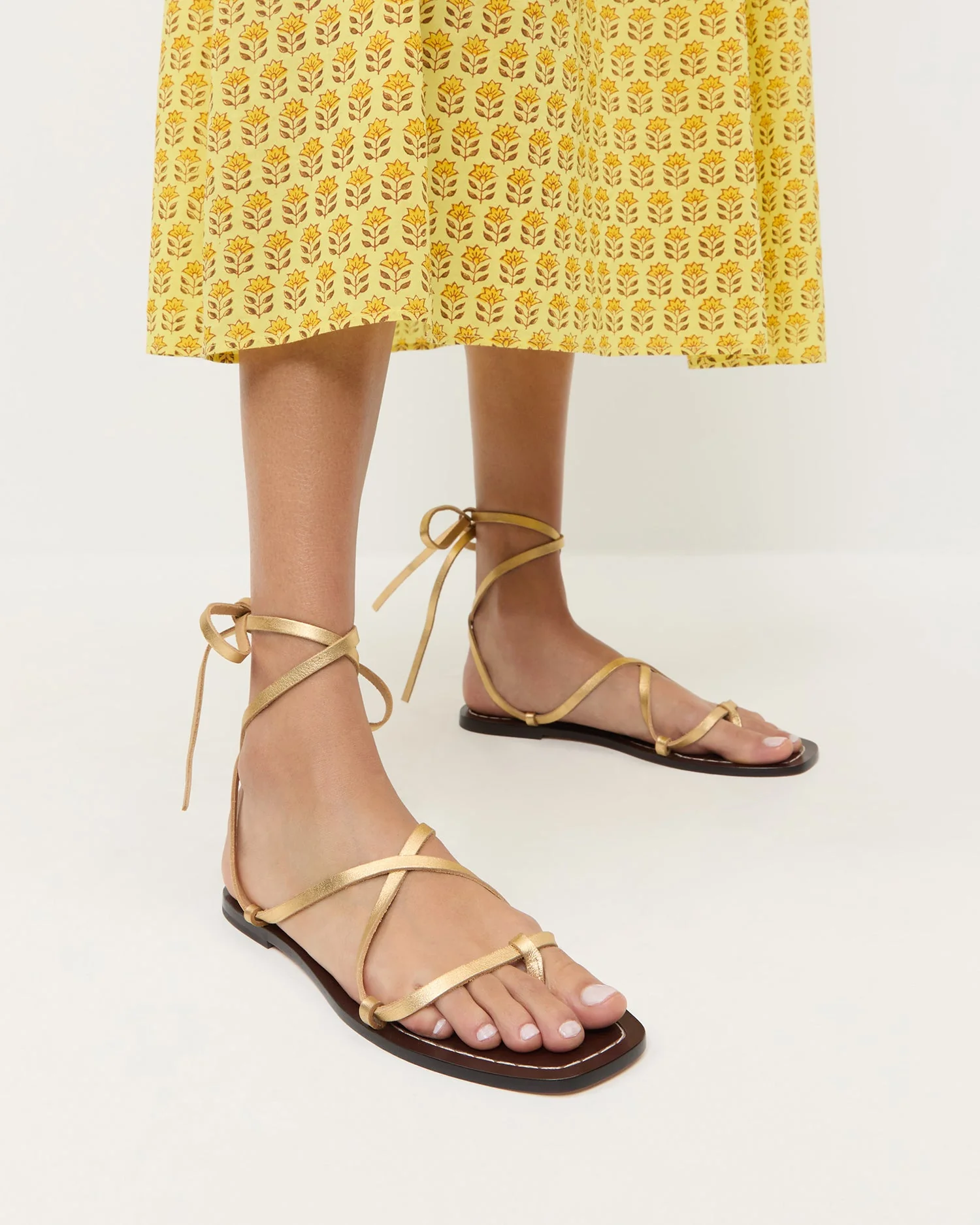 Lianna Lace-Up Sandal | Gold/Espresso - Image 2