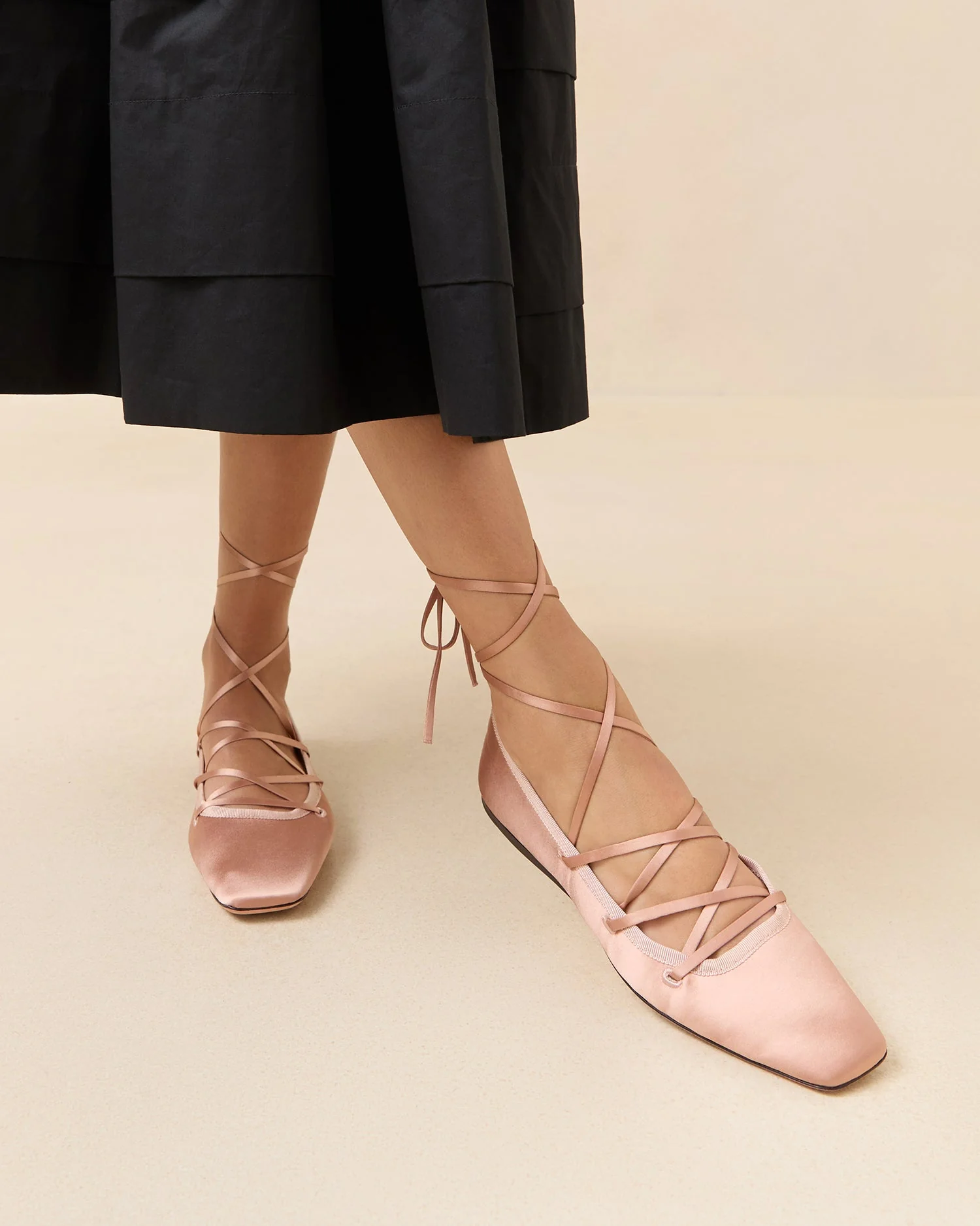 Louisa Lace-Up Ballet Flat | Blush - Image 2