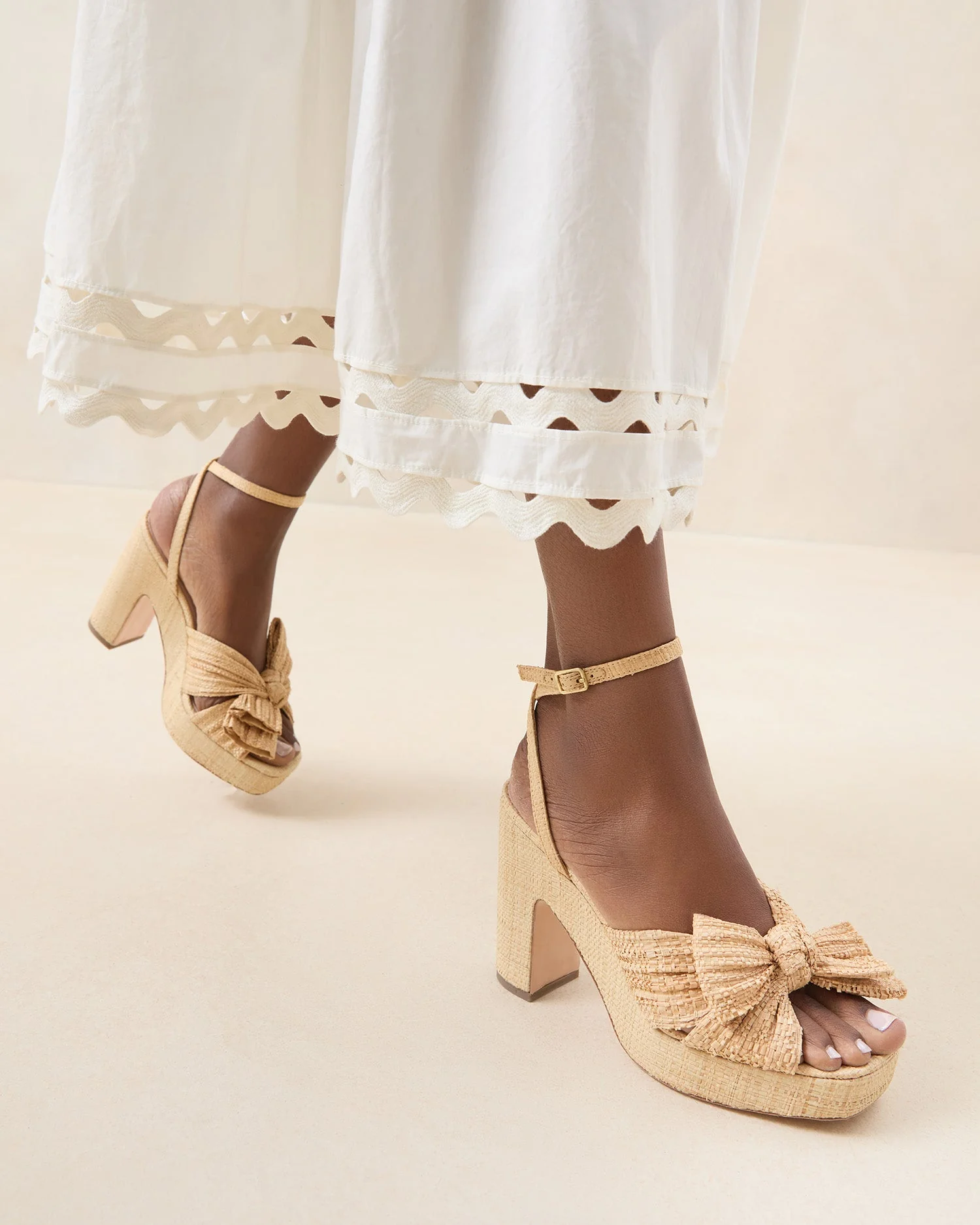 Lucia Pleated Bow Platform | Natural - Image 2
