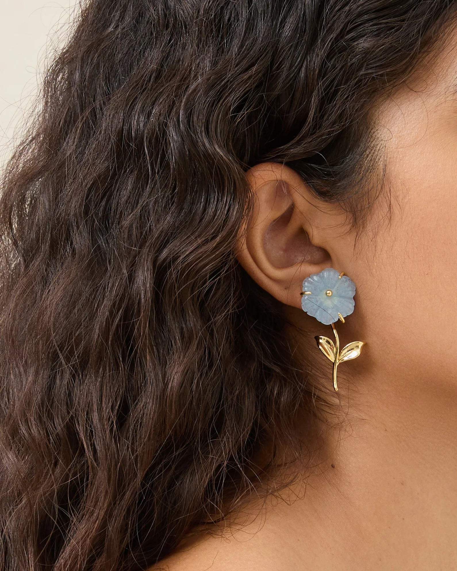 Mai Flower Earrings | Gold/Blue - Image 3