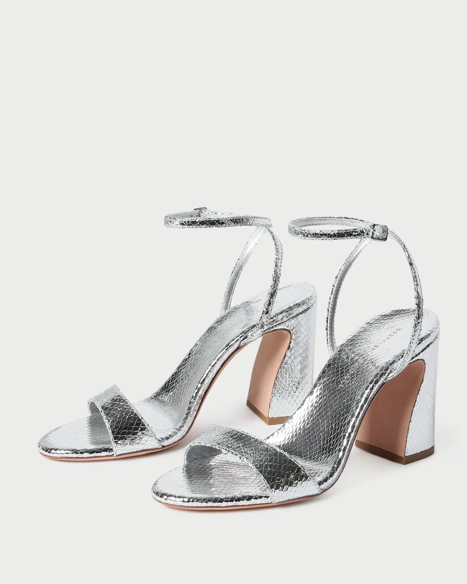 Malia Snake Embossed Sandal | Silver - Image 5
