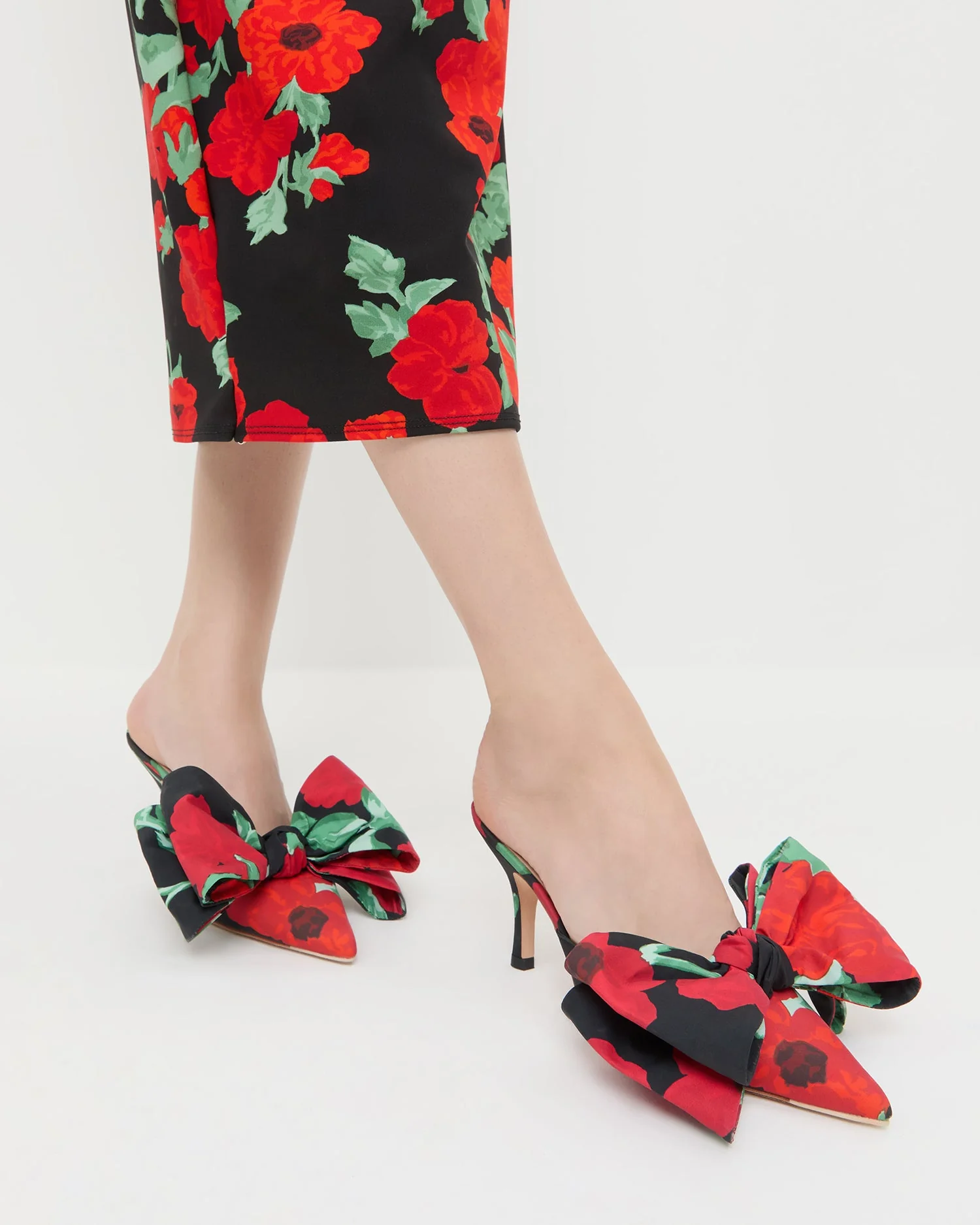 Margot Bow Mule | Black Floral - Image 2