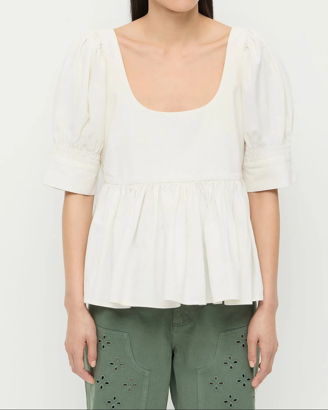 Milly Puff-Sleeve Top | White