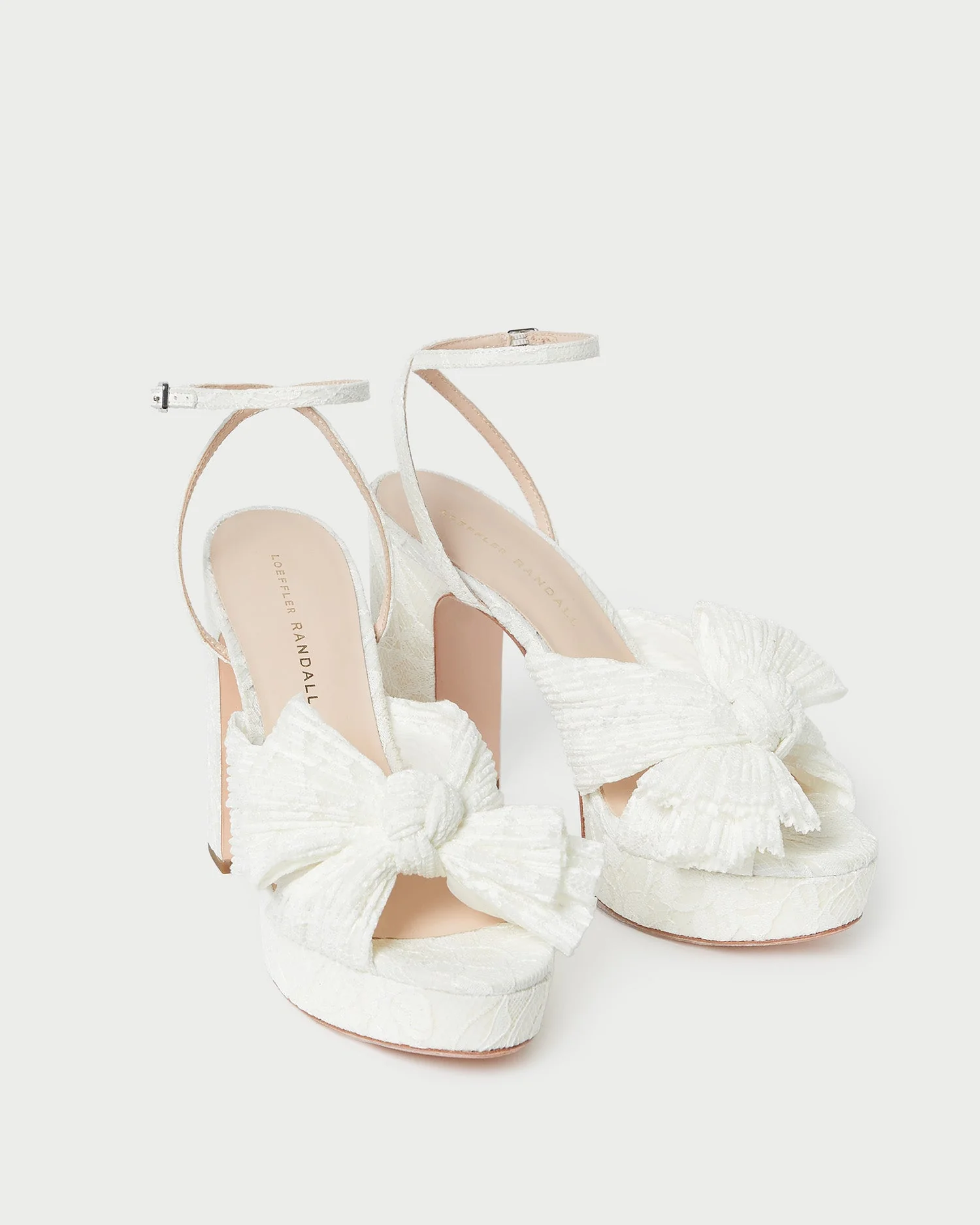 Natalia Lace Bow Heel | White/Cream - Image 3