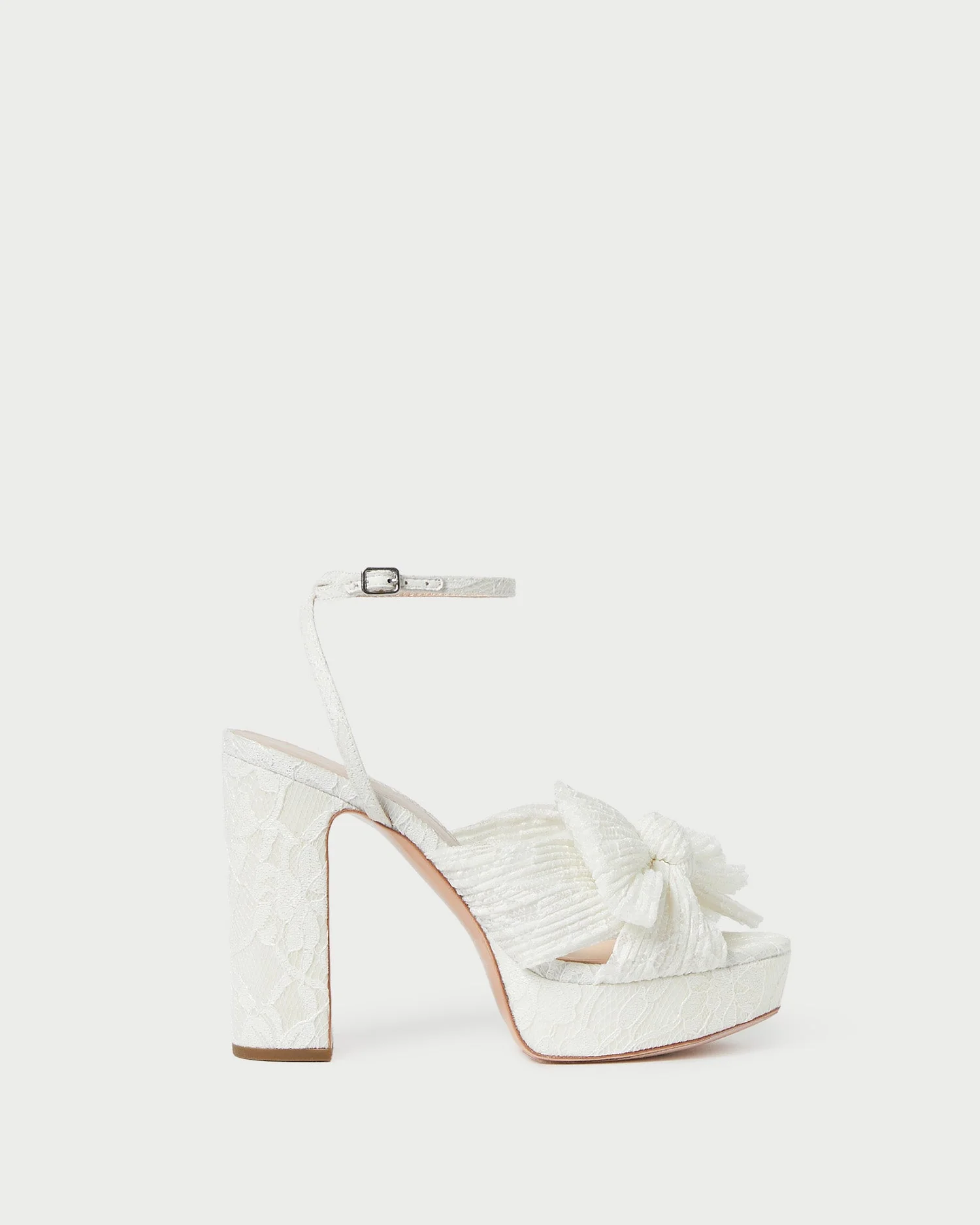 Natalia Lace Bow Heel | White/Cream - Image 4