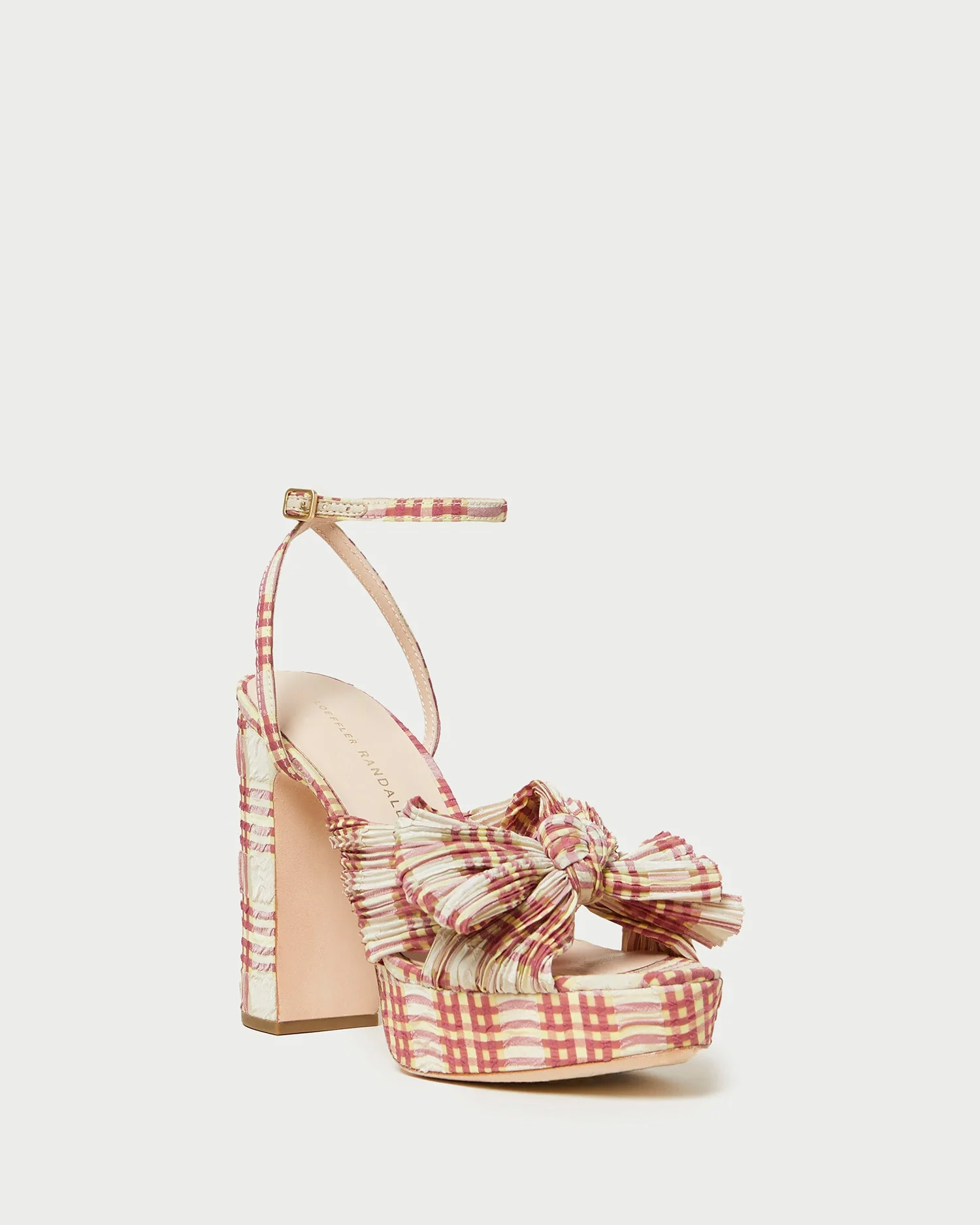 Natalia Platform Bow Heel | Cranberry Plaid