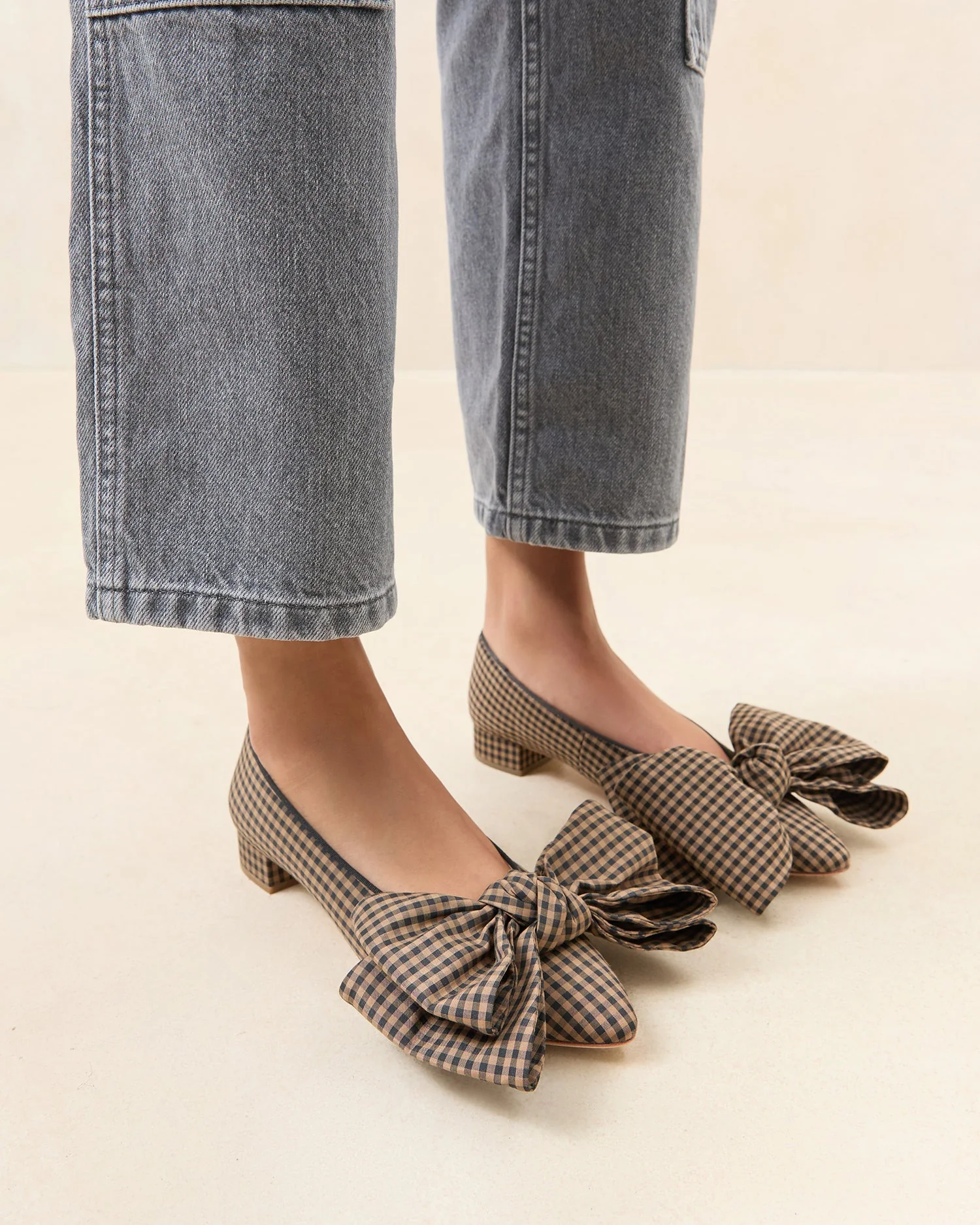Noa Bow Flat | Brown/Black Check - Image 2