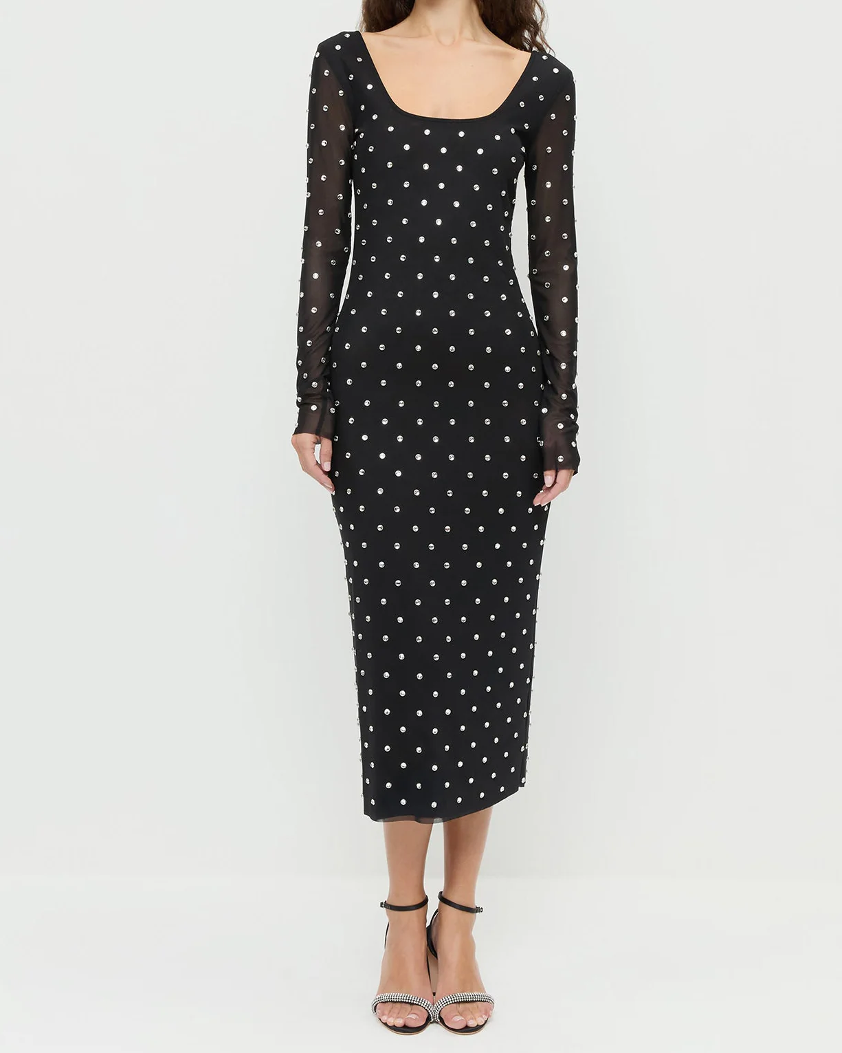 Nuri Mesh Dress | Black/Crystal - Image 2