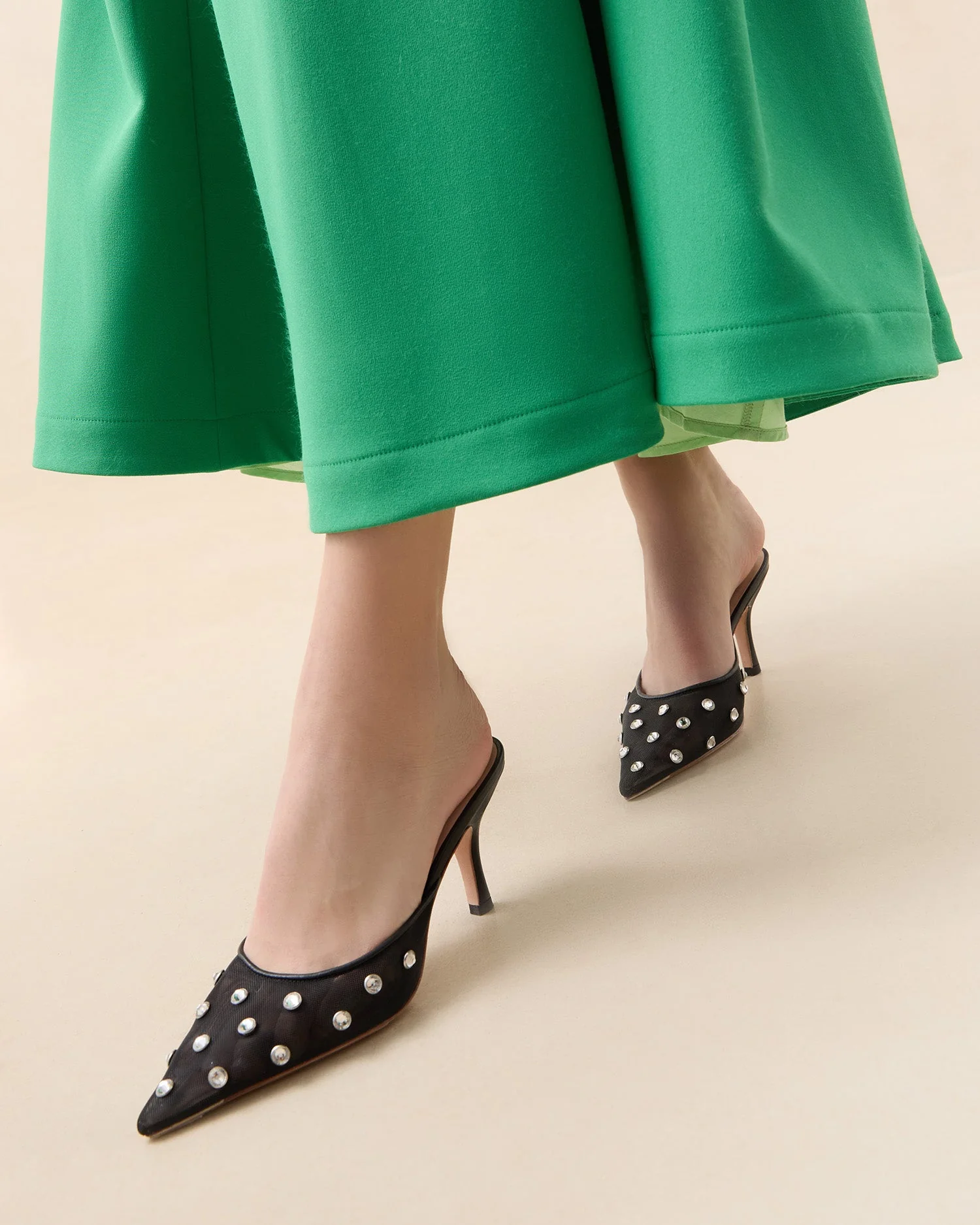 Paloma Mesh Mule | Black/Crystal - Image 2