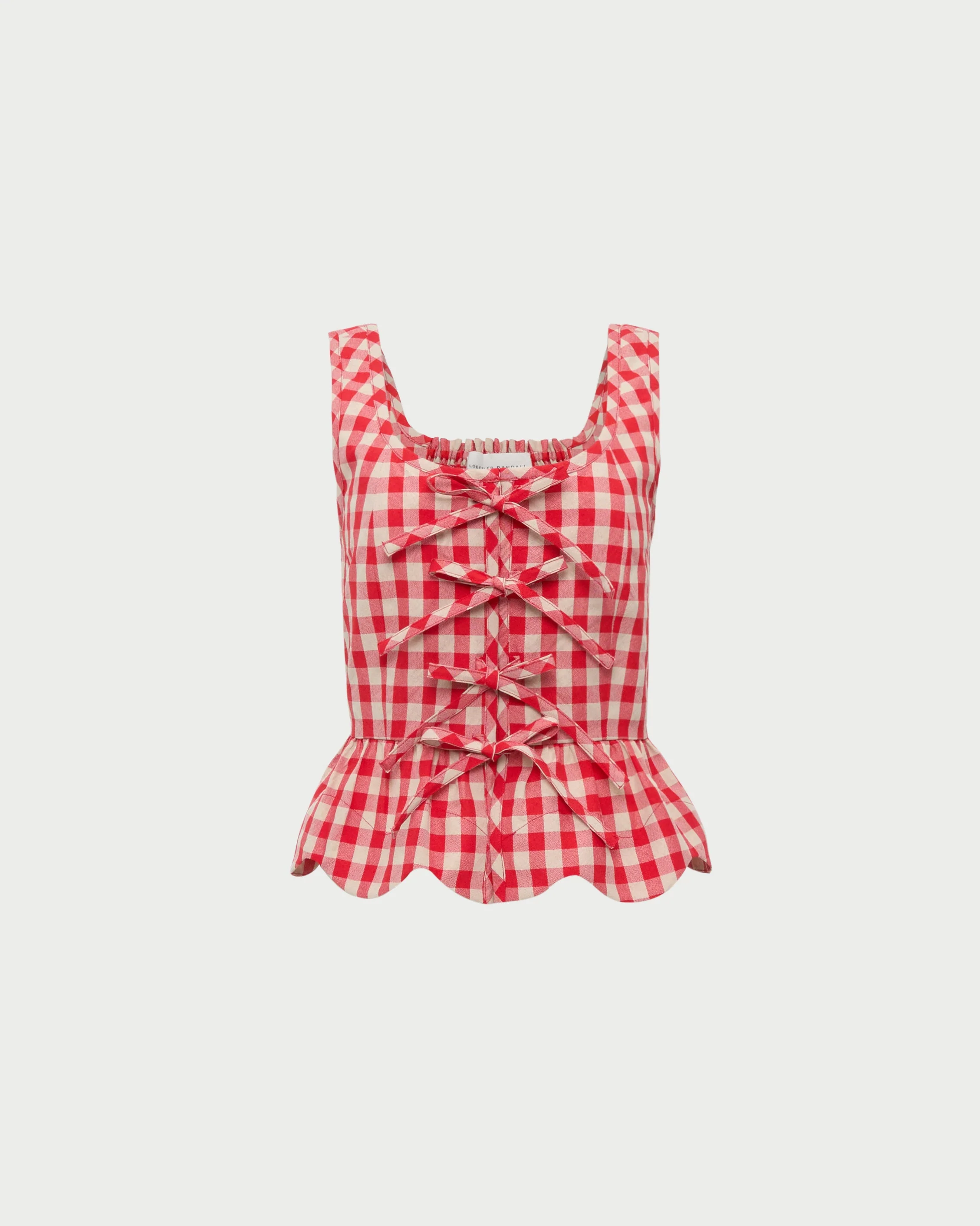 Pilar Tie-Front Top | Red/Tan Gingham