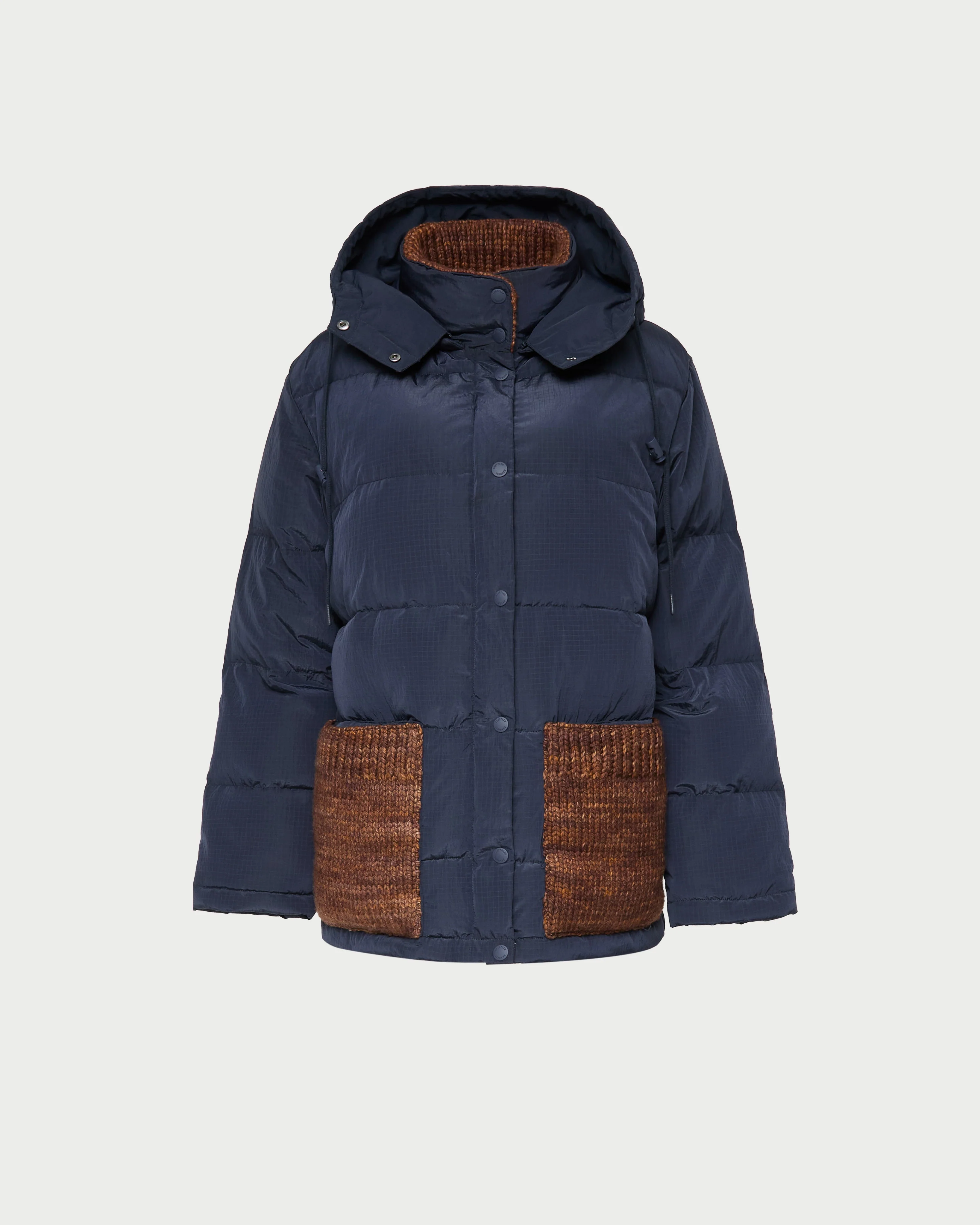 Pippa Puffer Coat | Navy/Brown