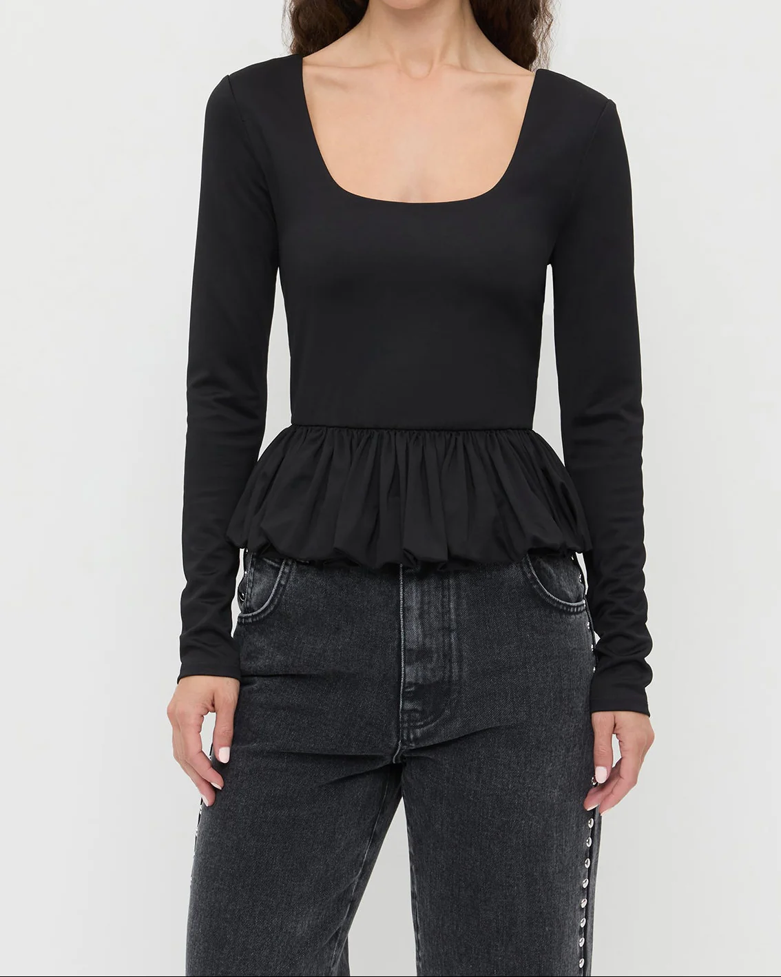 Posie Peplum Top | Black - Image 2