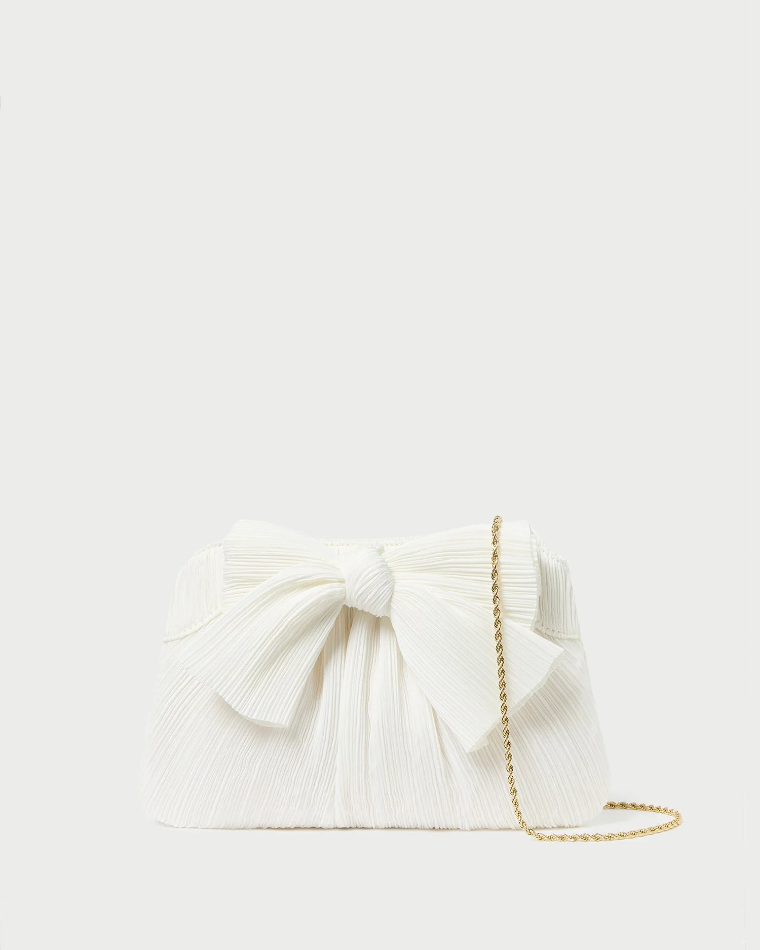 Rayne Pleated Bow Clutch | White