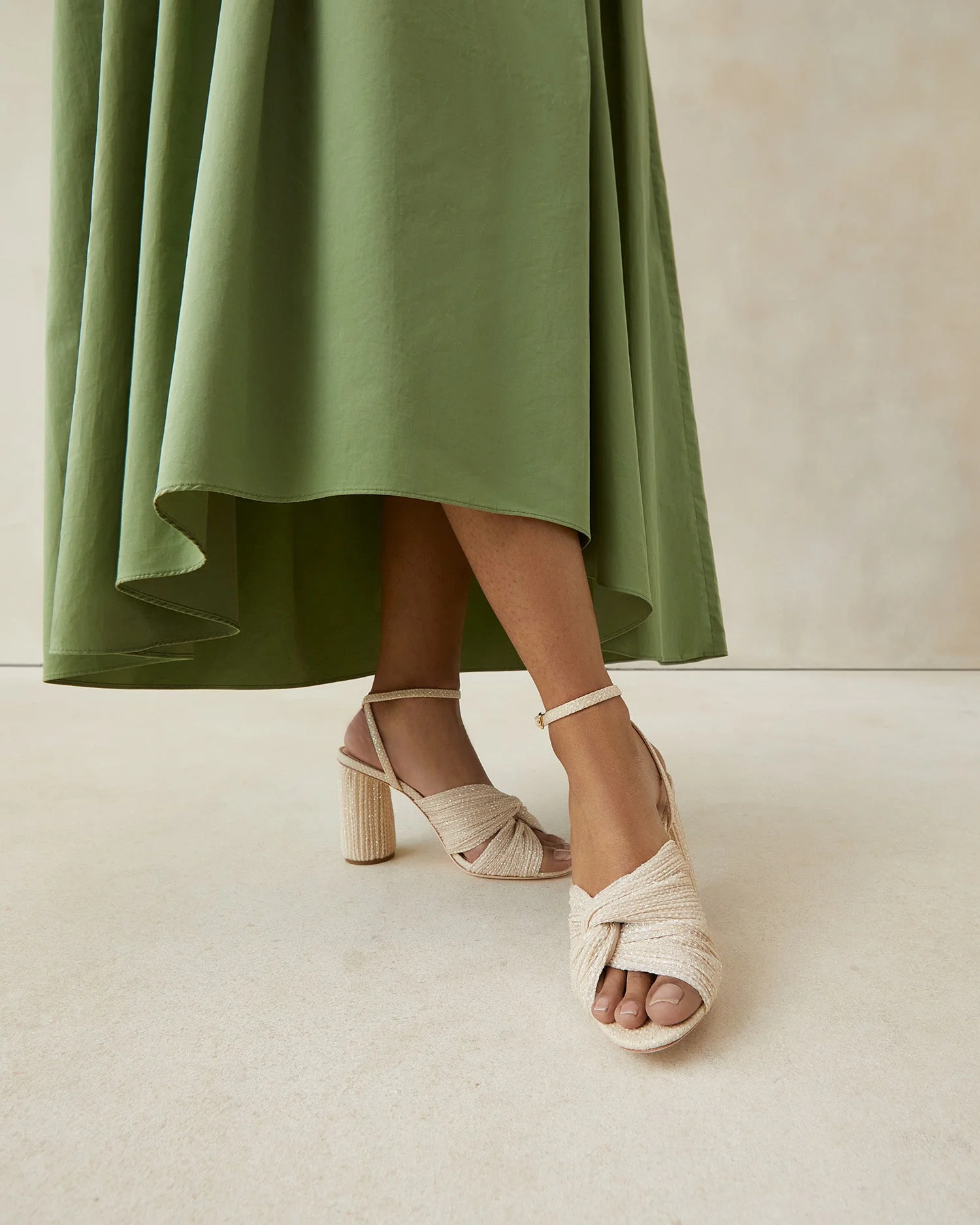 Reed Pleated Twist Heel | Cream/Sparkle - Image 5