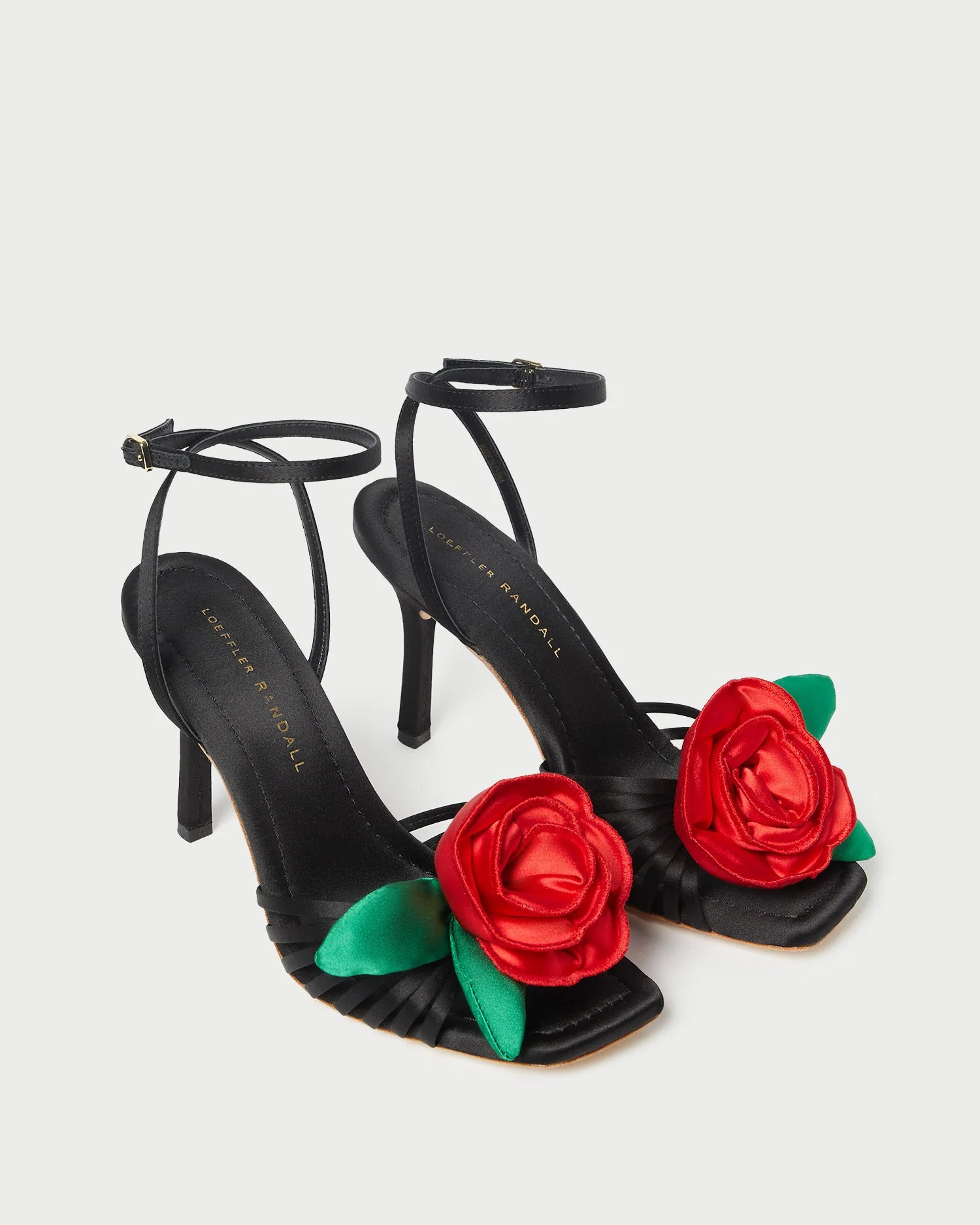 Rey Flower Sandal | Black Satin - Image 3