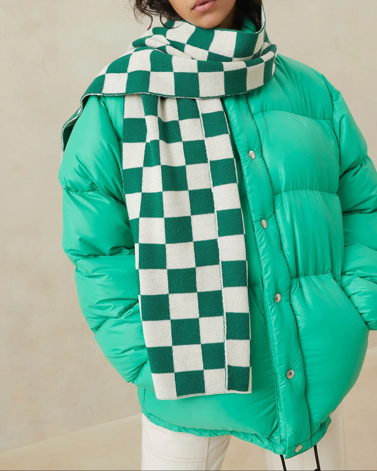 Roland Knit Scarf | Forest/Cream - Image 3
