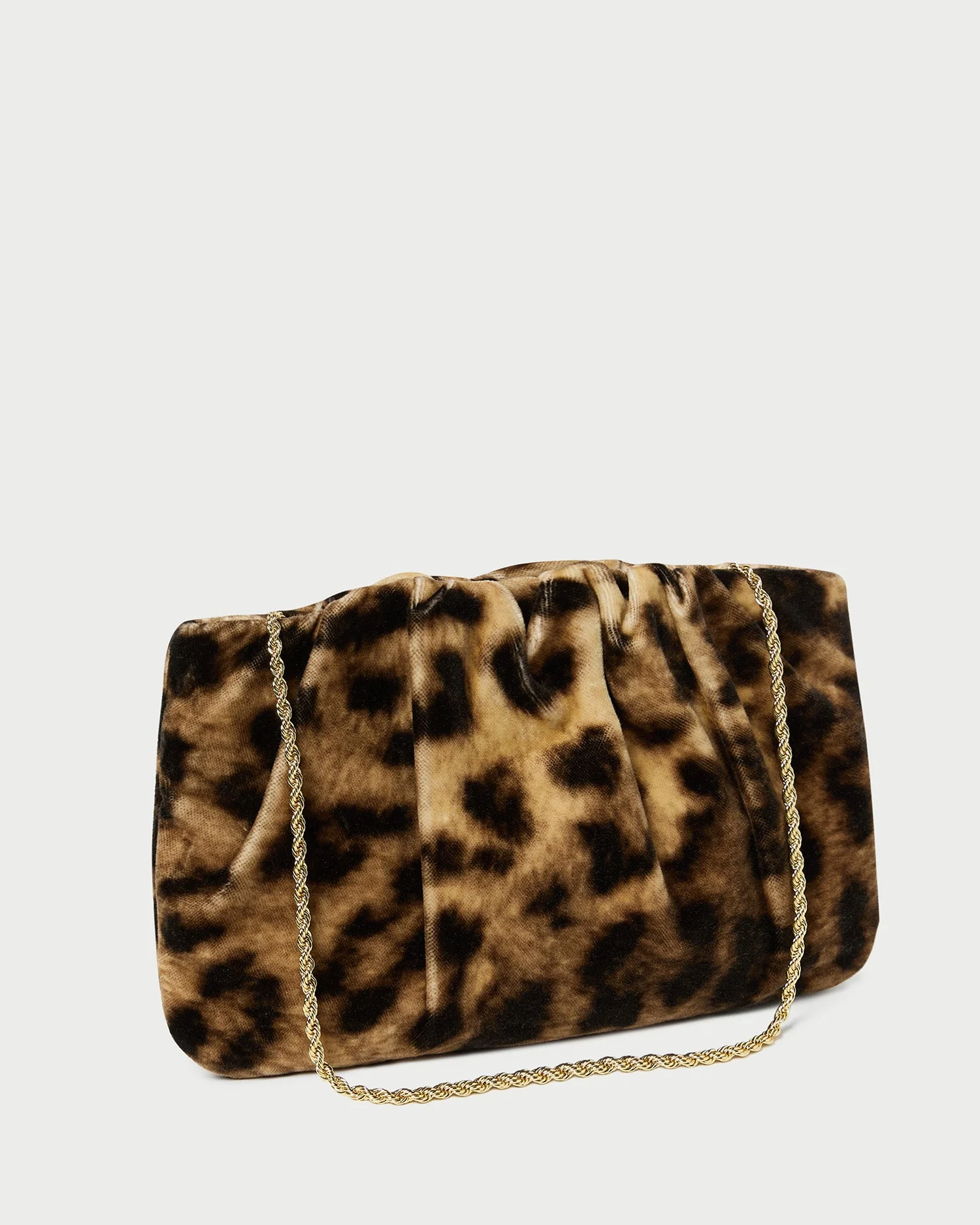 Serena Gathered Velvet Clutch | Leopard - Image 3