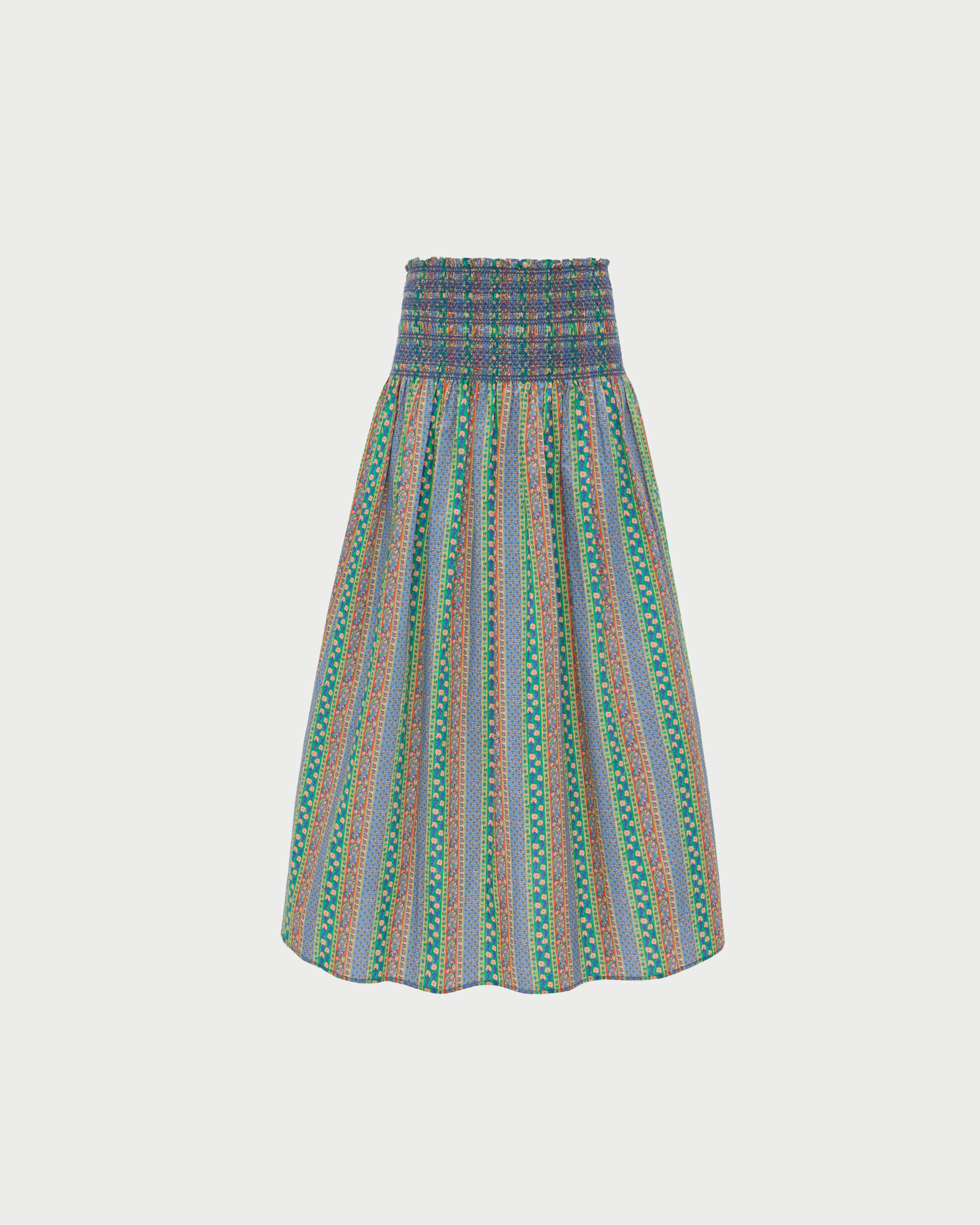 Theodora Midi Skirt | Red/Green/Blue Rosette Floral - Image 2