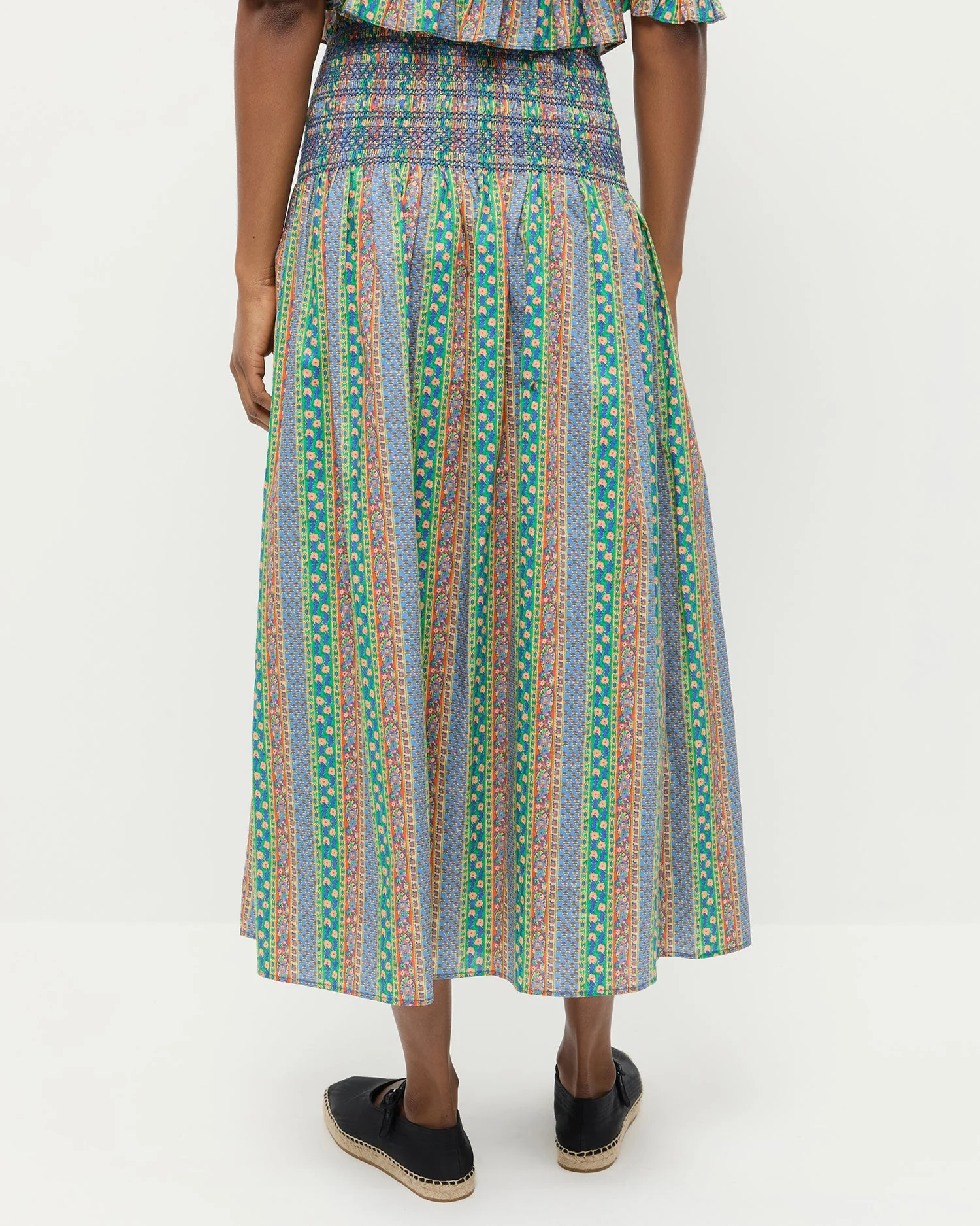 Theodora Midi Skirt | Red/Green/Blue Rosette Floral - Image 3
