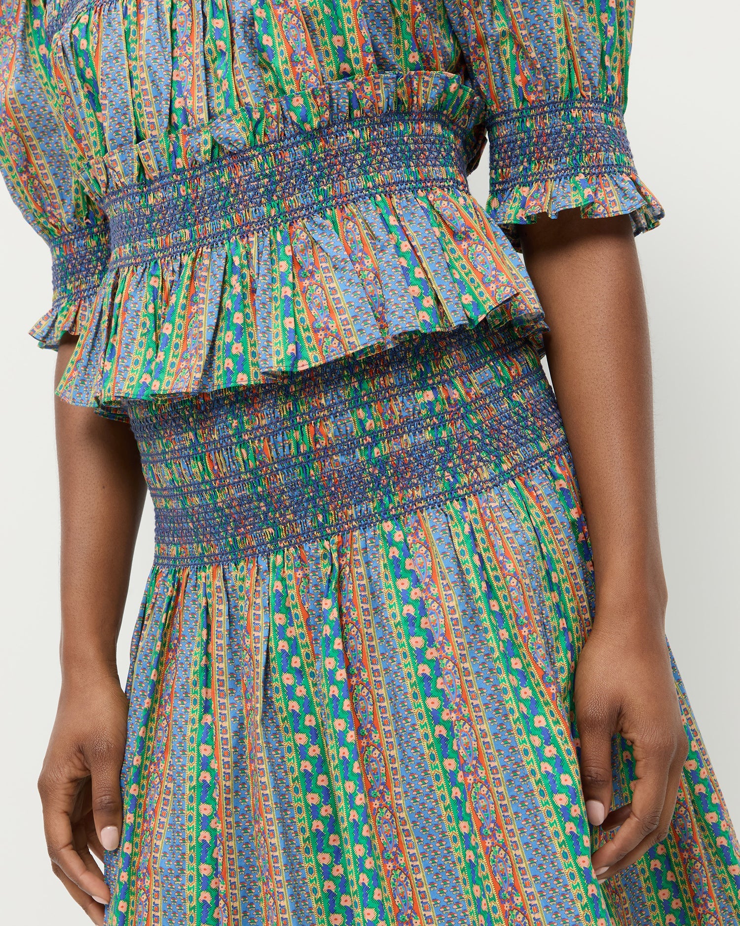 Theodora Midi Skirt | Red/Green/Blue Rosette Floral - Image 4