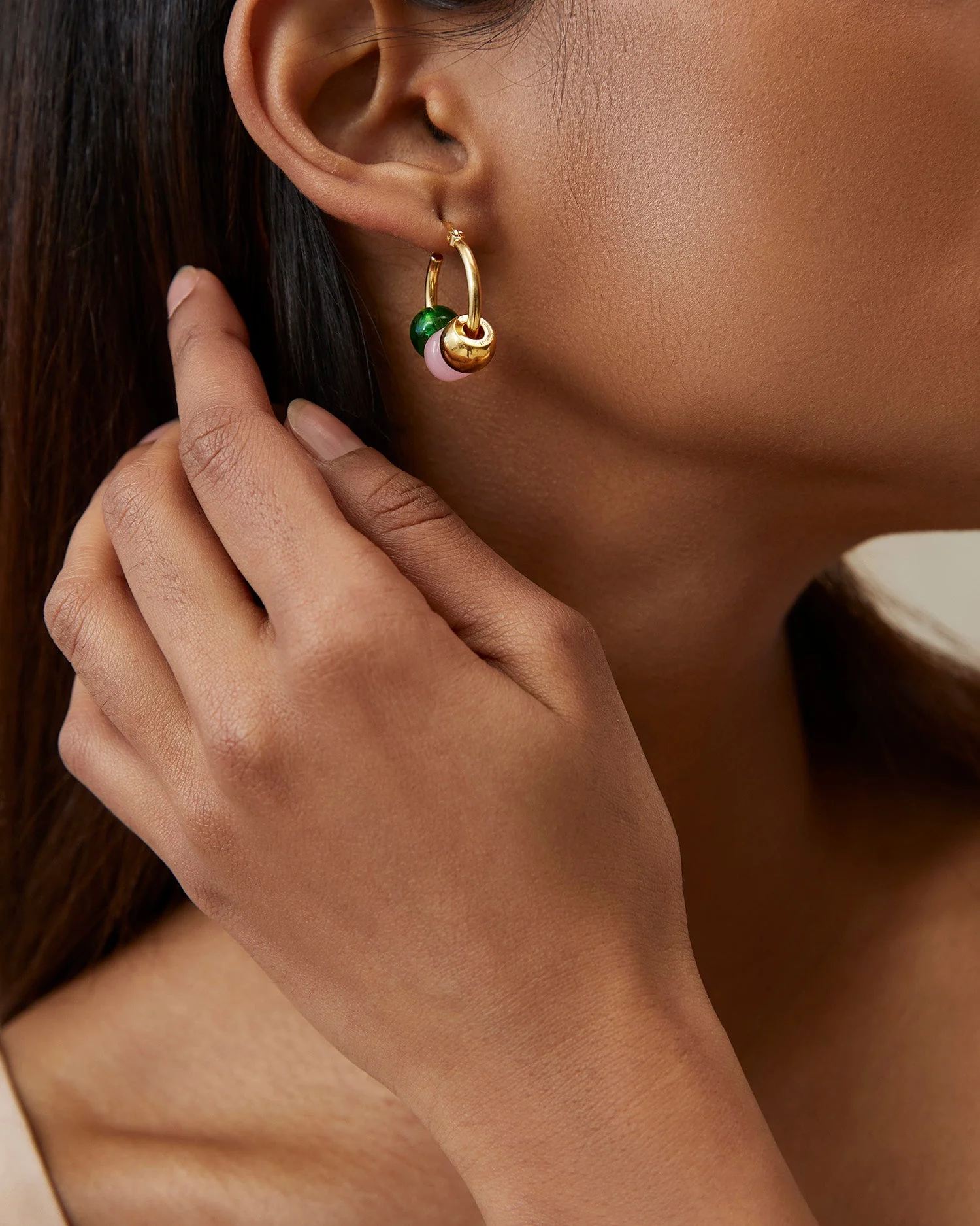 Toukie Beaded Hoop | Gold/Multi - Image 3