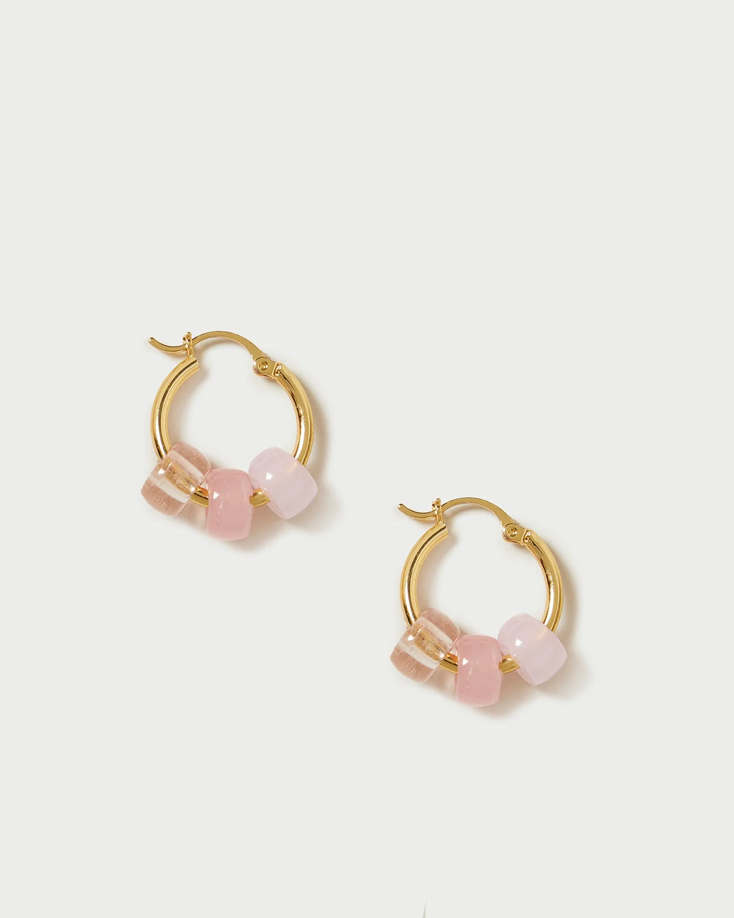 Toukie Beaded Hoop | Gold/Pink Multi