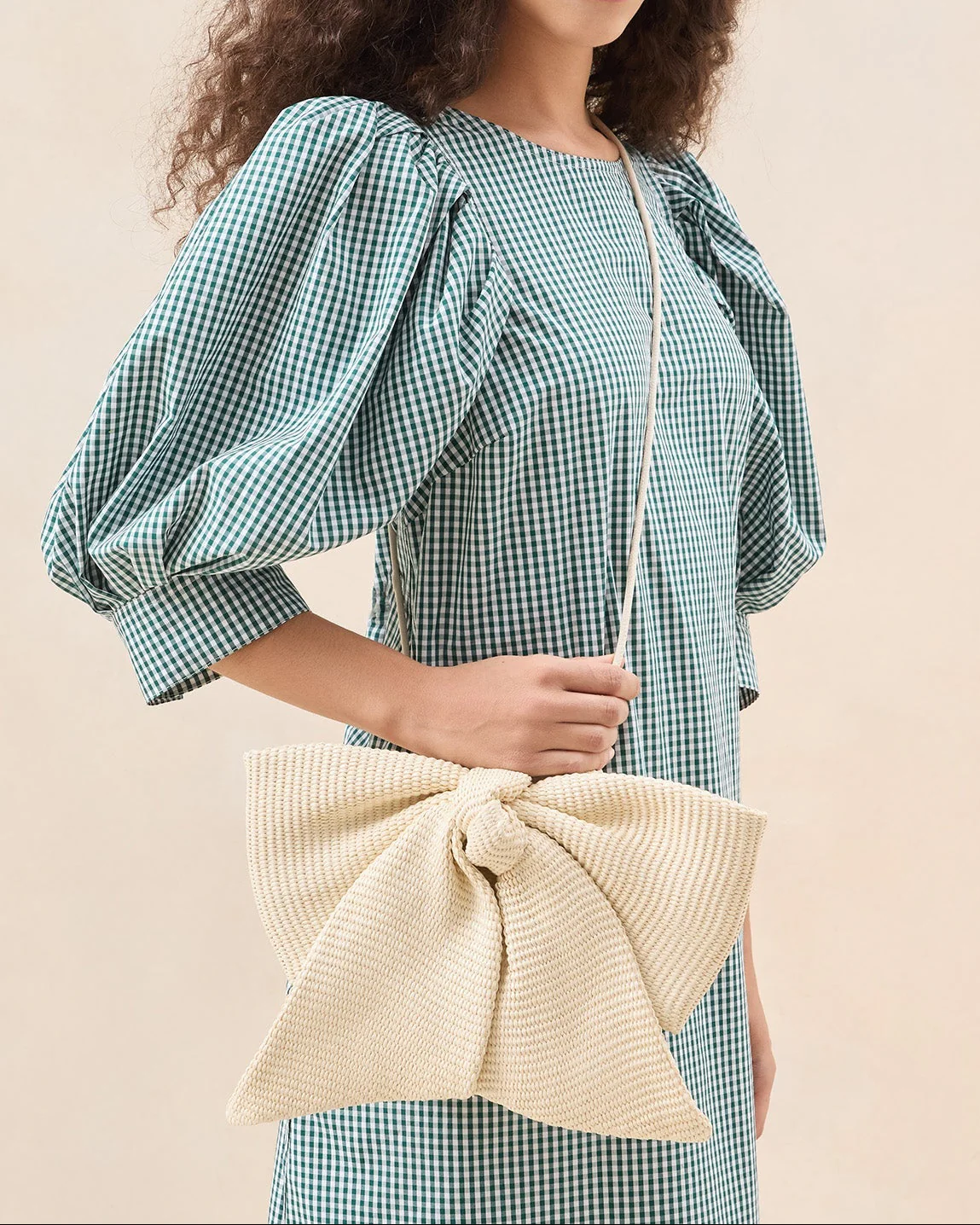 Violet Bow Crossbody | Cream Woven - Image 5
