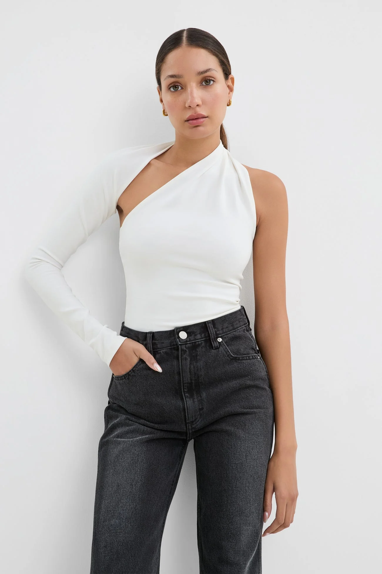 Manhattan One Shoulder Top | Off White - Image 4
