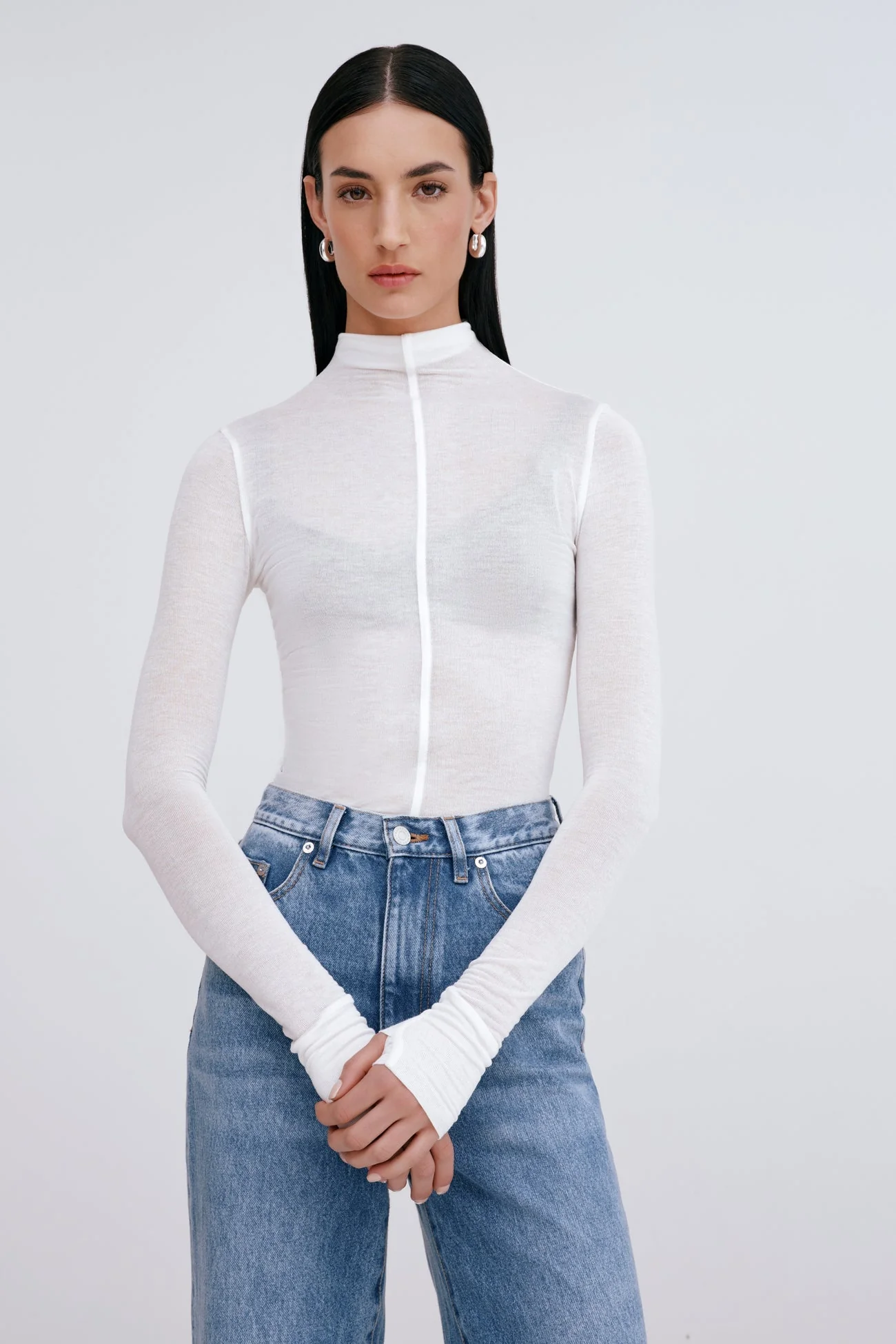 Alicia Sheer Turtleneck | Off White - Image 5