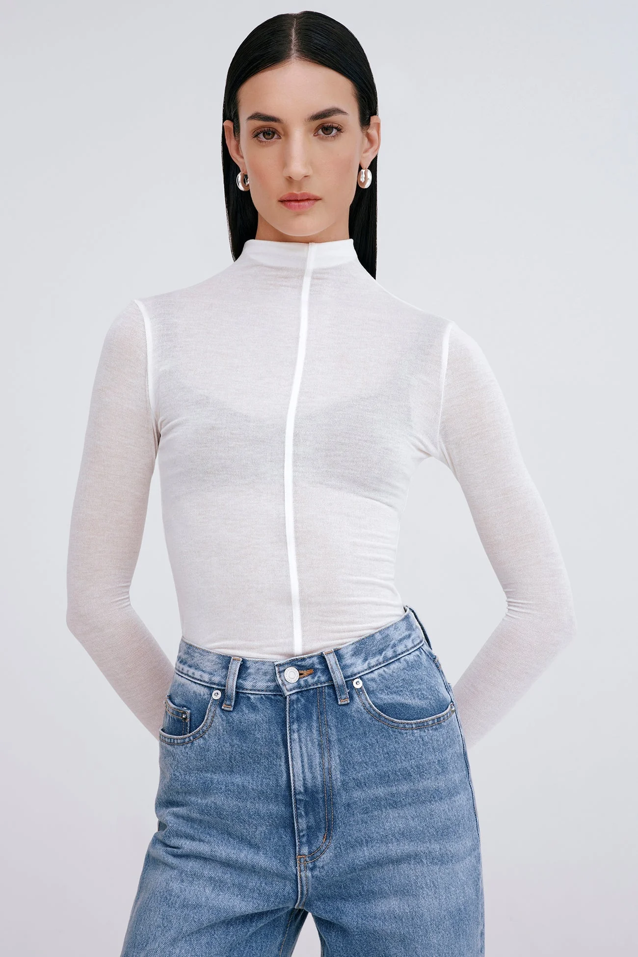 Alicia Sheer Turtleneck | Off White - Image 6