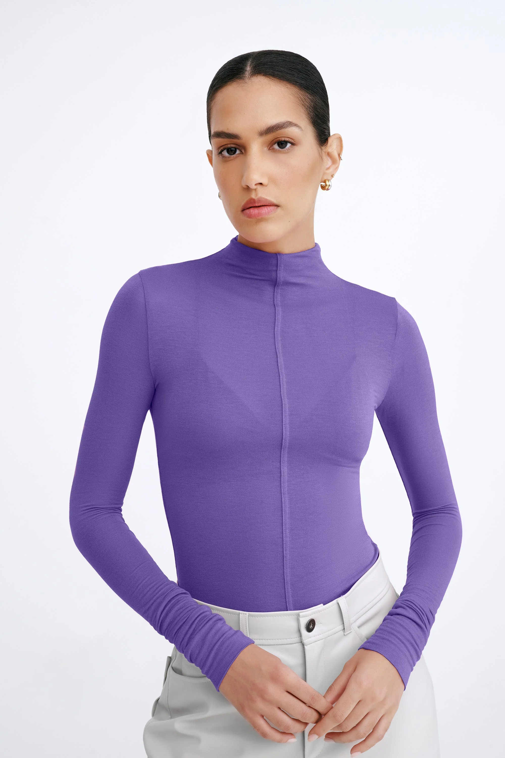 Alicia Sheer Turtleneck | Violet - Image 2