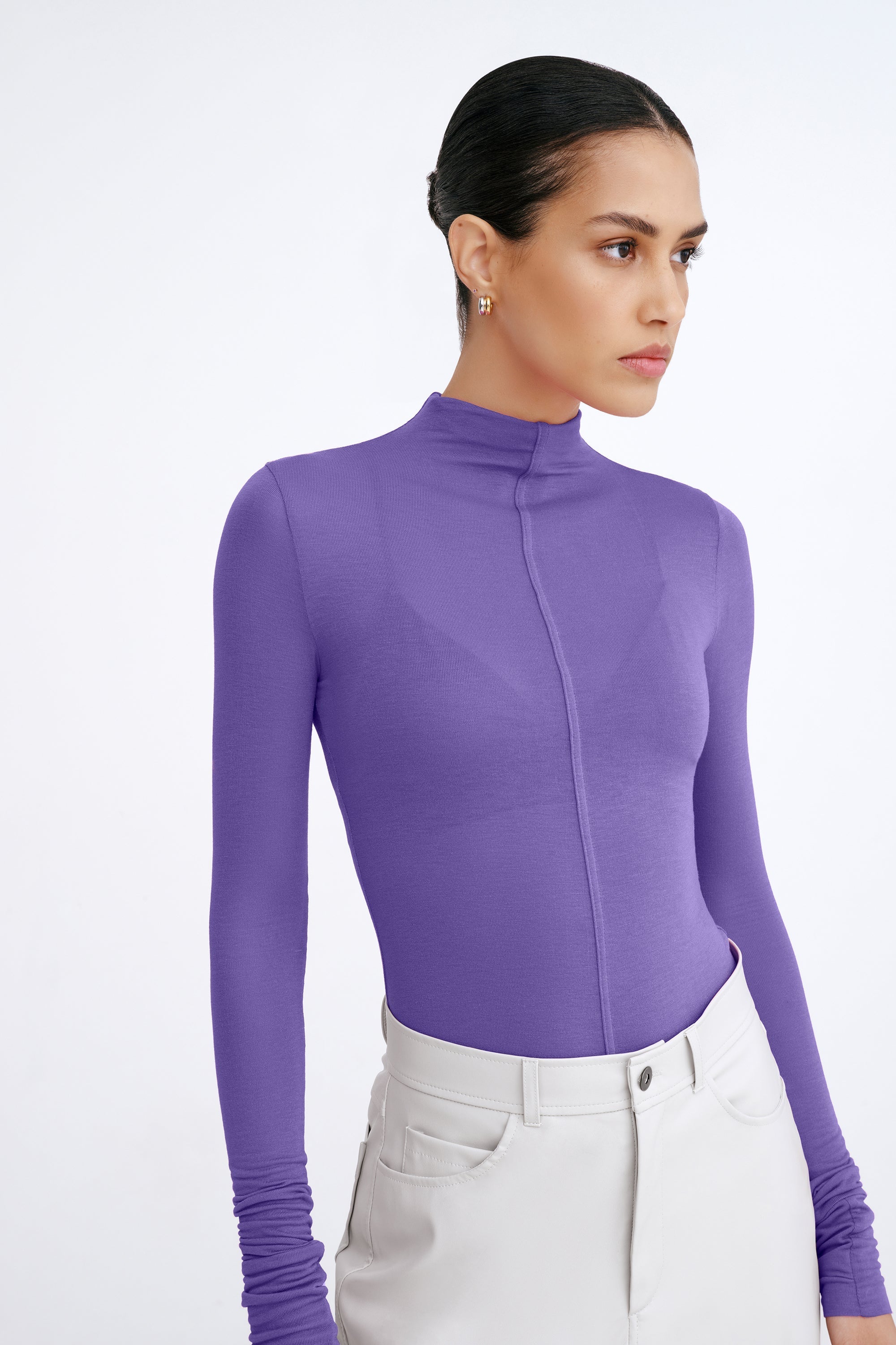 Alicia Sheer Turtleneck | Violet - Image 3