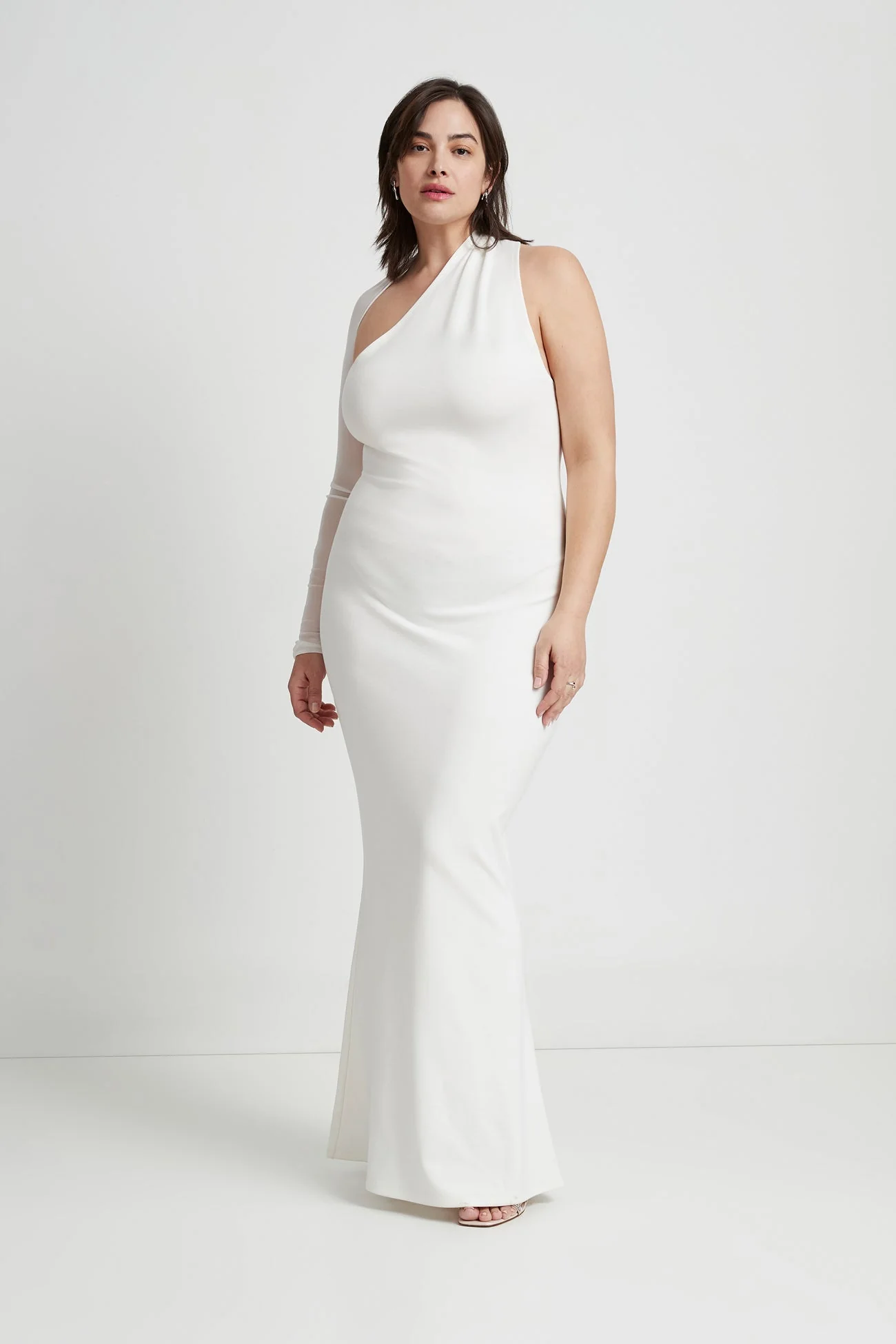 Manhattan Mesh Sleeve Gown | Off White Mesh