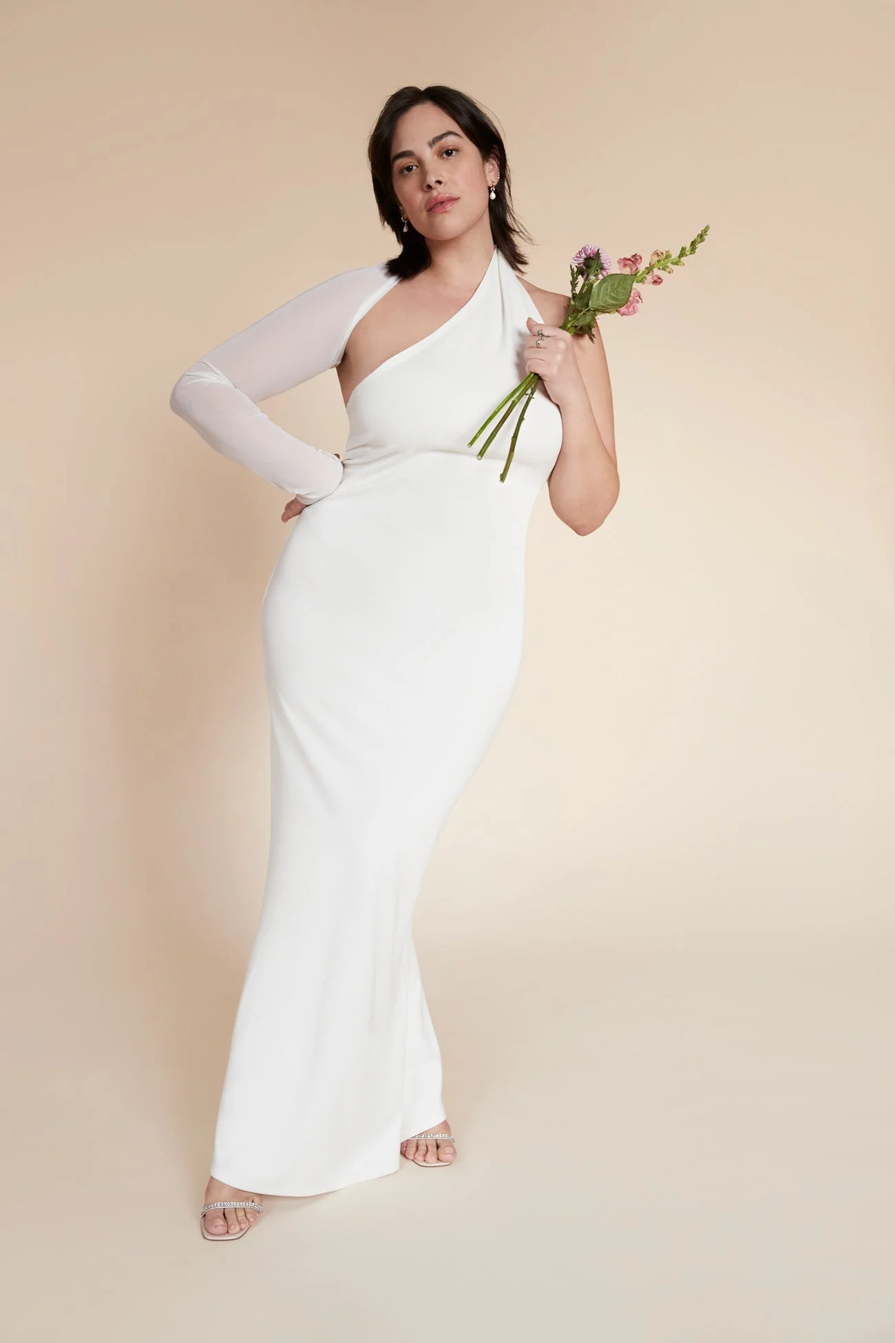 Manhattan Mesh Sleeve Gown | Off White Mesh - Image 3