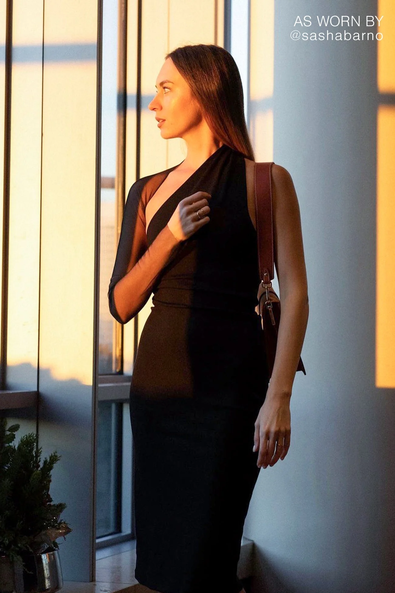 Manhattan Mesh Sleeve Midi Dress | Black Mesh - Image 5