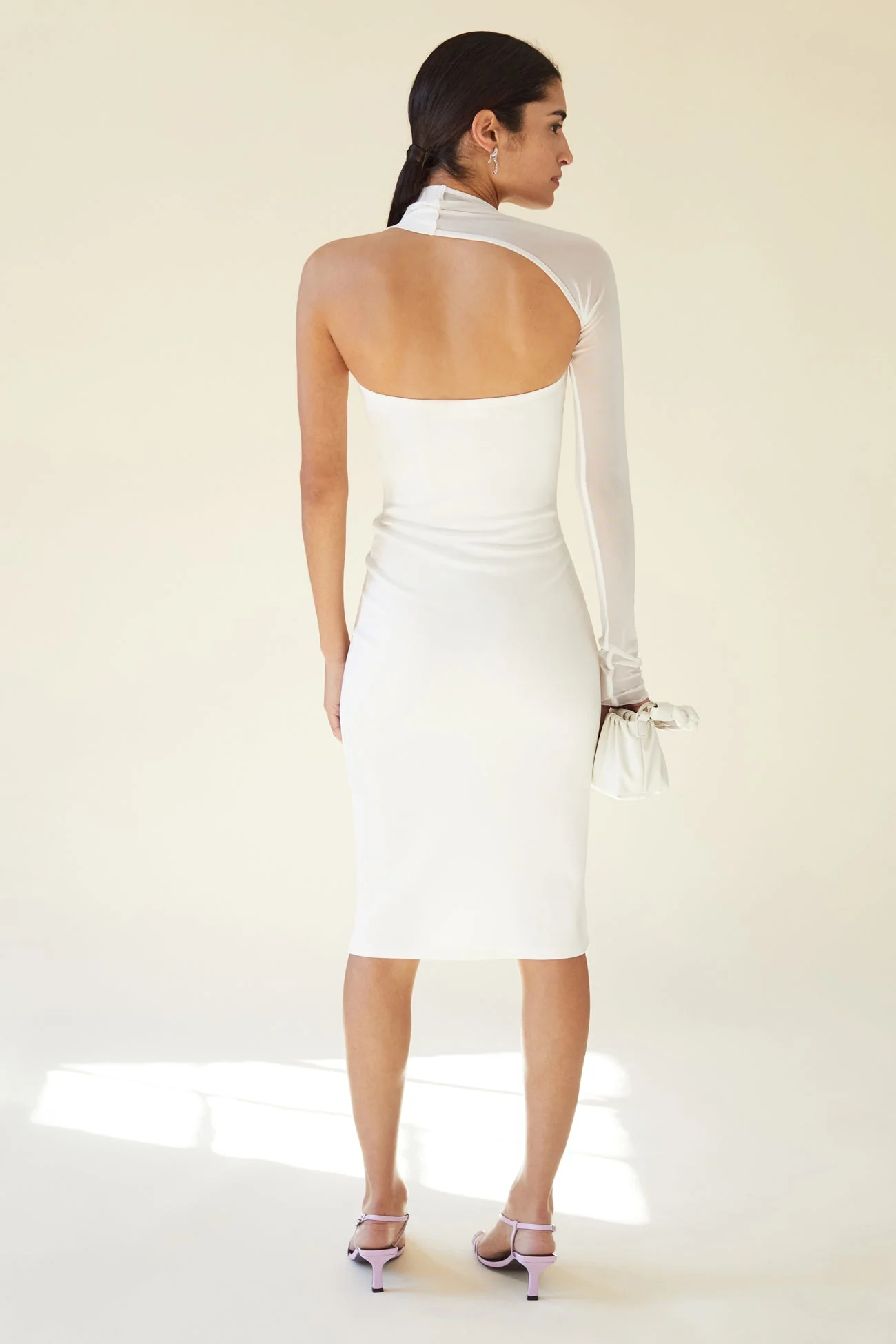 Manhattan Mesh Sleeve Midi Dress | Off White Mesh - Image 5