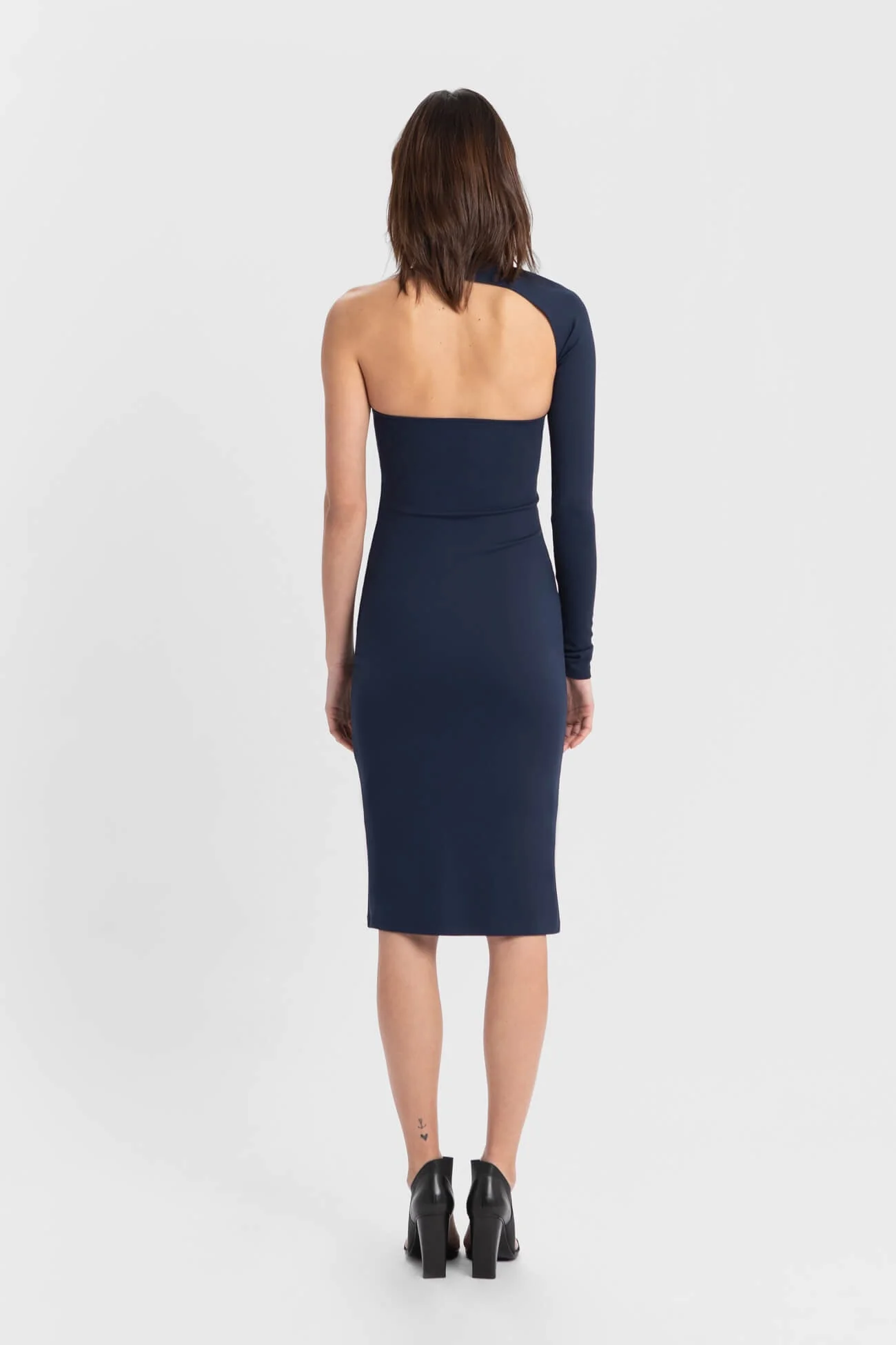 Manhattan One Shoulder Midi Dress | Dark Blue - Image 5