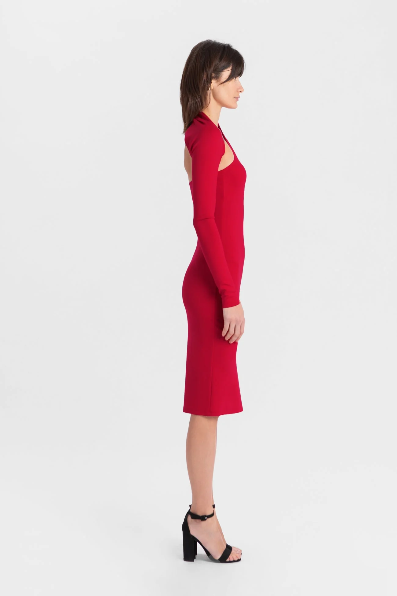 Manhattan One Shoulder Midi Dress | Red - Image 4